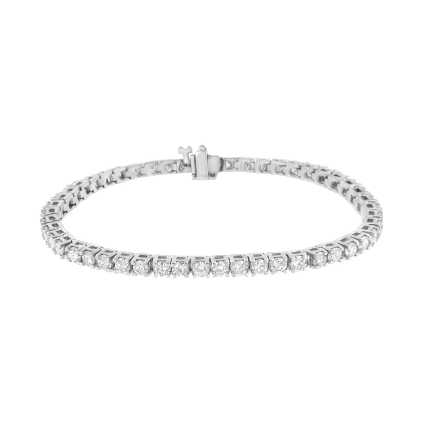 IGI Certified 5-3/4 Cttw Round-Brilliant Diamond 14K White Gold 7” Hinged Tennis Bracelet (H-I Color, I1-I2 Clarity)