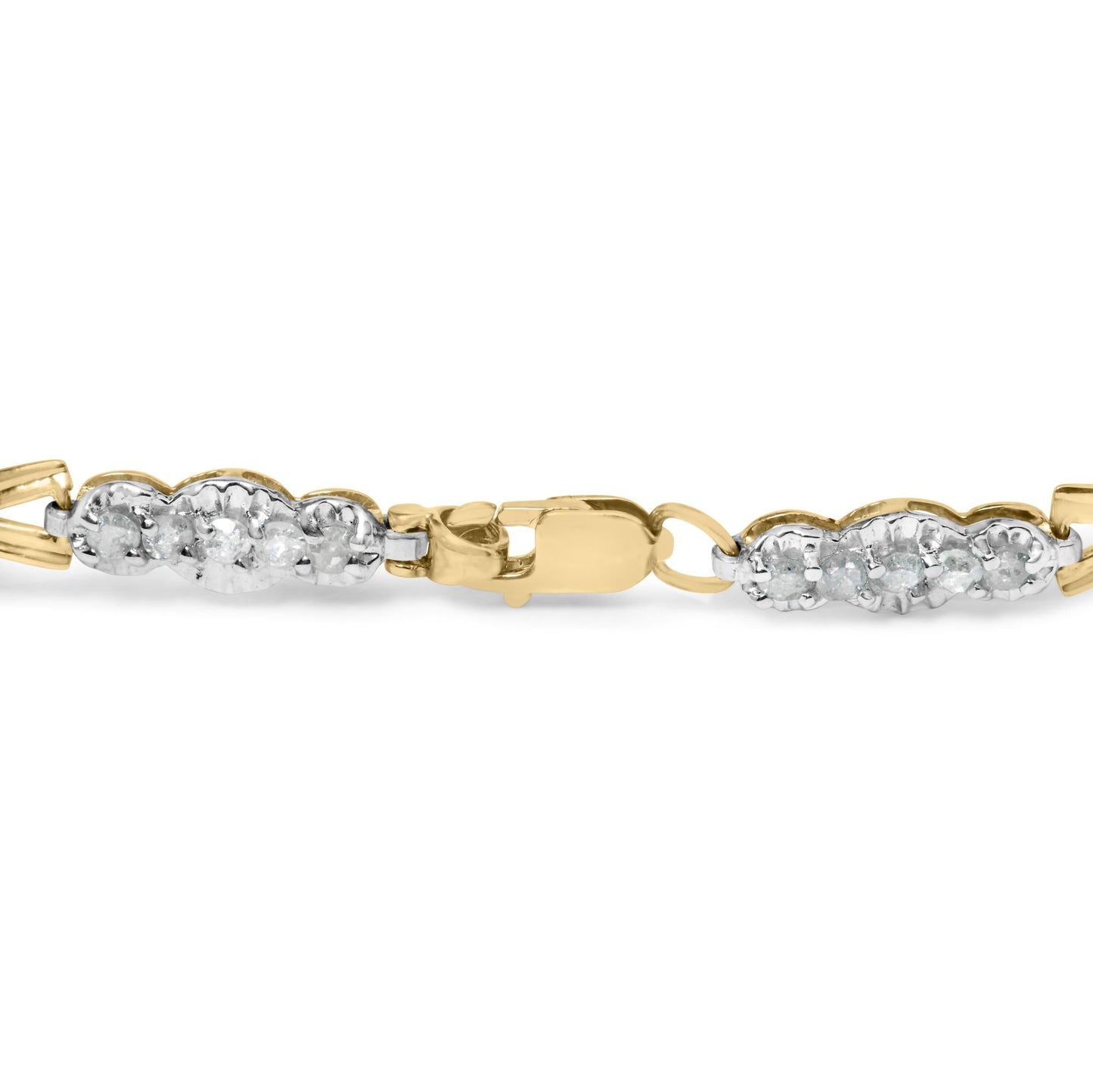 10K Yellow Gold Round-Cut Diamond XOXO Bracelet (1.00 cttw, H-I Color, I3 Clarity)