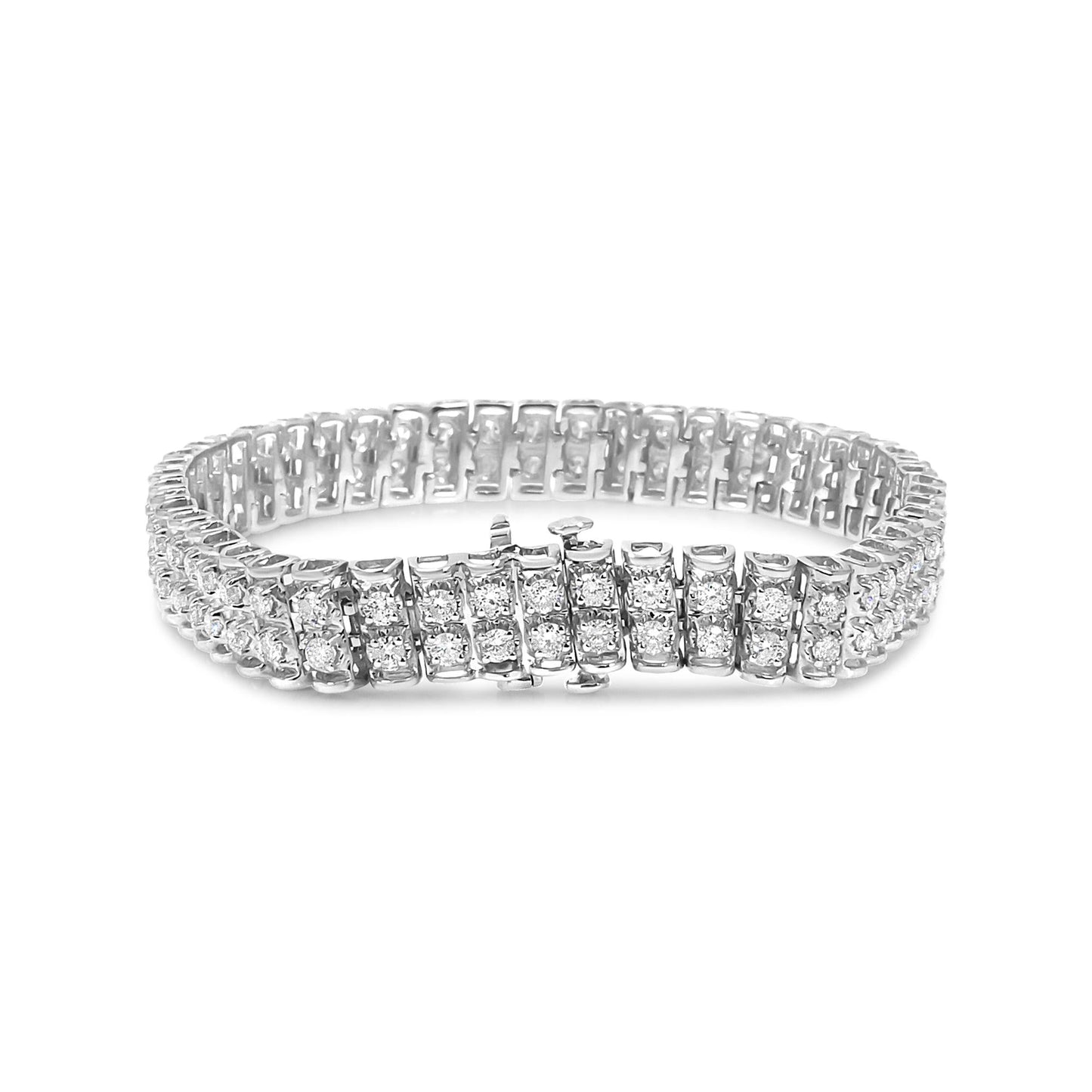 .925 Sterling Silver 4.0 Cttw Diamond Double Row Tennis Bracelet (I-J Color, I1-I2 Clarity) - 7.5" Inches