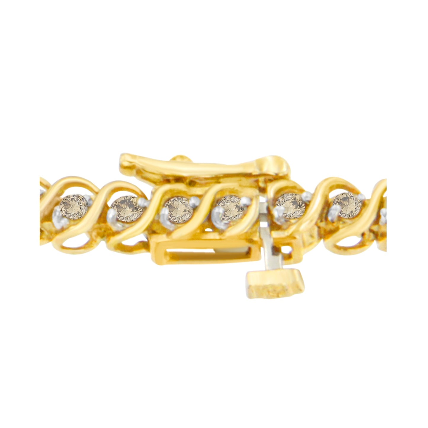 10K Yellow Gold Round Cut Diamond 'S' Bracelet (1.00 cttw, I-J Color, I3 Clarity)