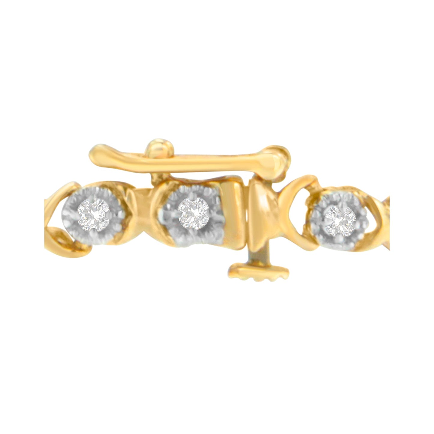 10K Yellow Gold Round Cut Diamond 'X' Bracelet (0.50 cttw, I-J Color, I3 Clarity)