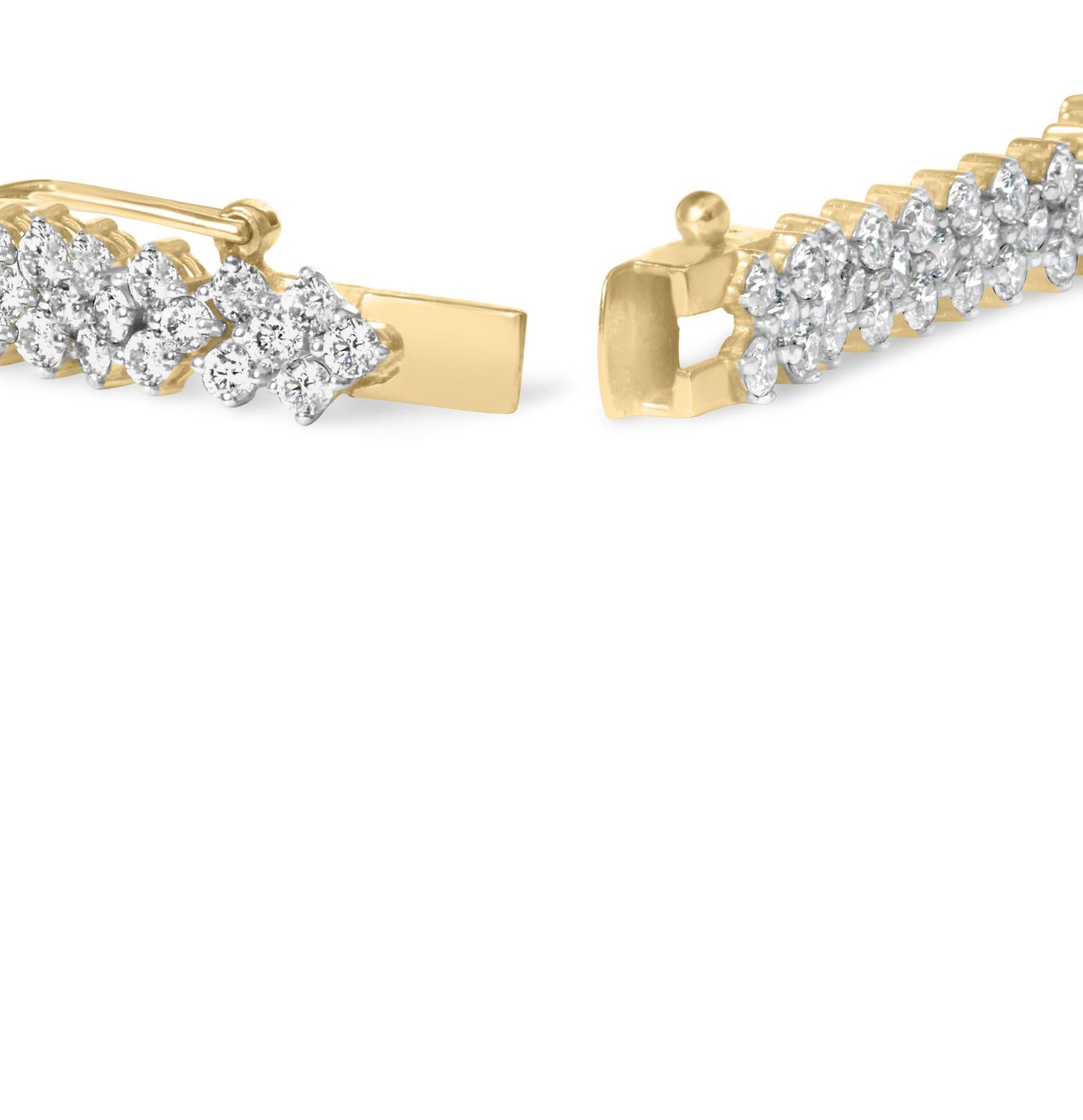 14K Yellow Gold 4.00 Cttw Diamond Trio Cluster Link Bracelet (H-I Color, I1-I2 Clarity) - 7"