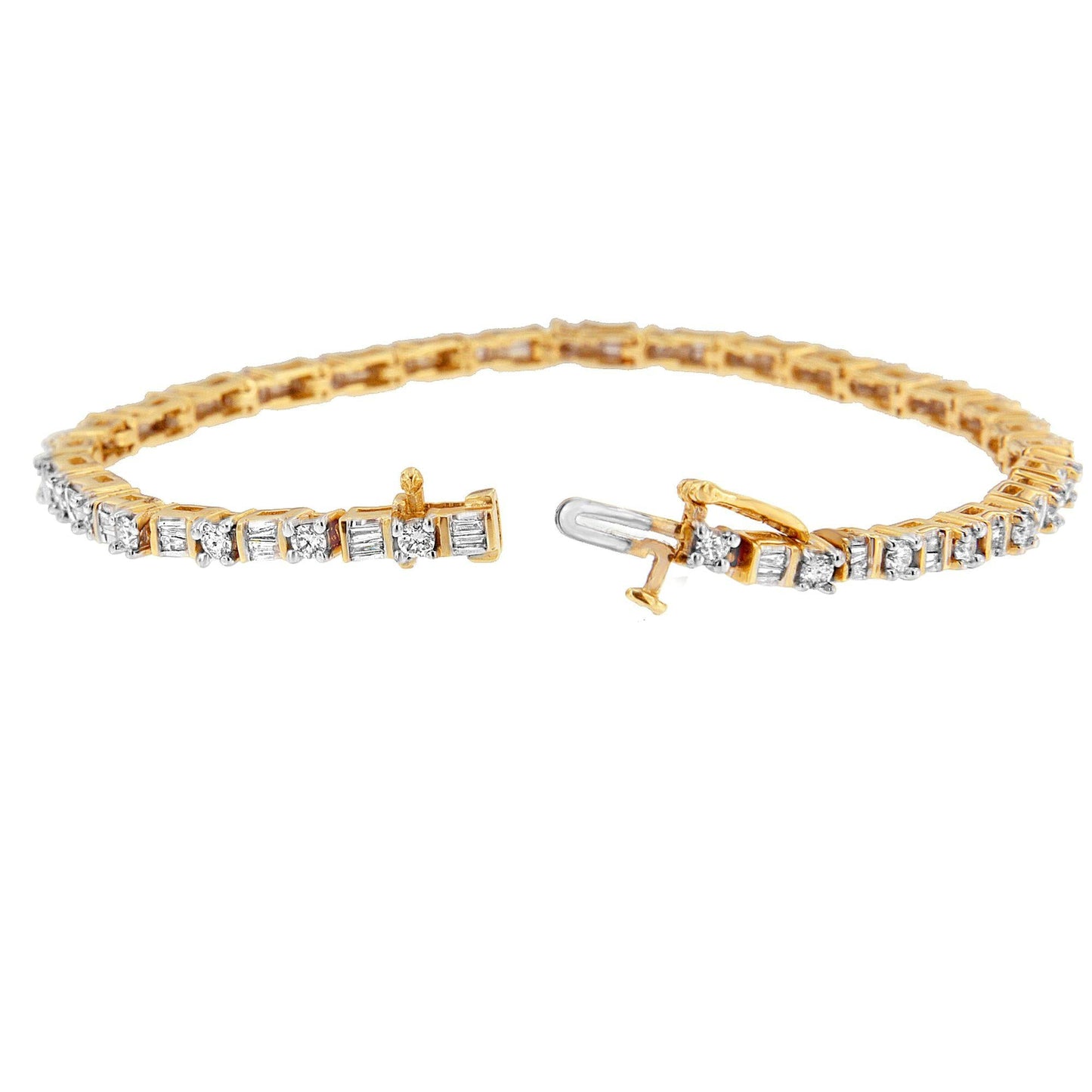 14K Yellow Gold Round and Baguette-Cut Diamond Bracelet (2.00 cttw, H-I Color, SI2-I1 Clarity)…