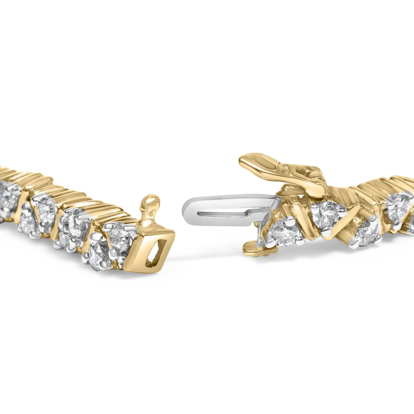 14K Yellow Gold 4.00 Cttw Diamond Triangle Link Tennis Bracelet (H-I Color, I1-I2 Clarity) - 7" Inches