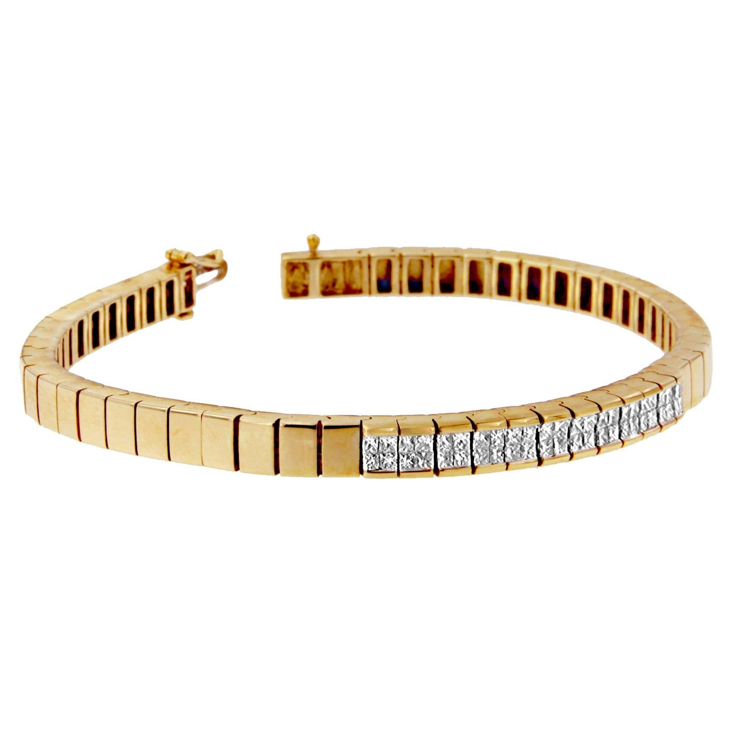 14K Yellow Gold Princess Cut Diamond Banded Bracelet (1.00 cttw, G-H Color, VS1-VS2 Clarity)