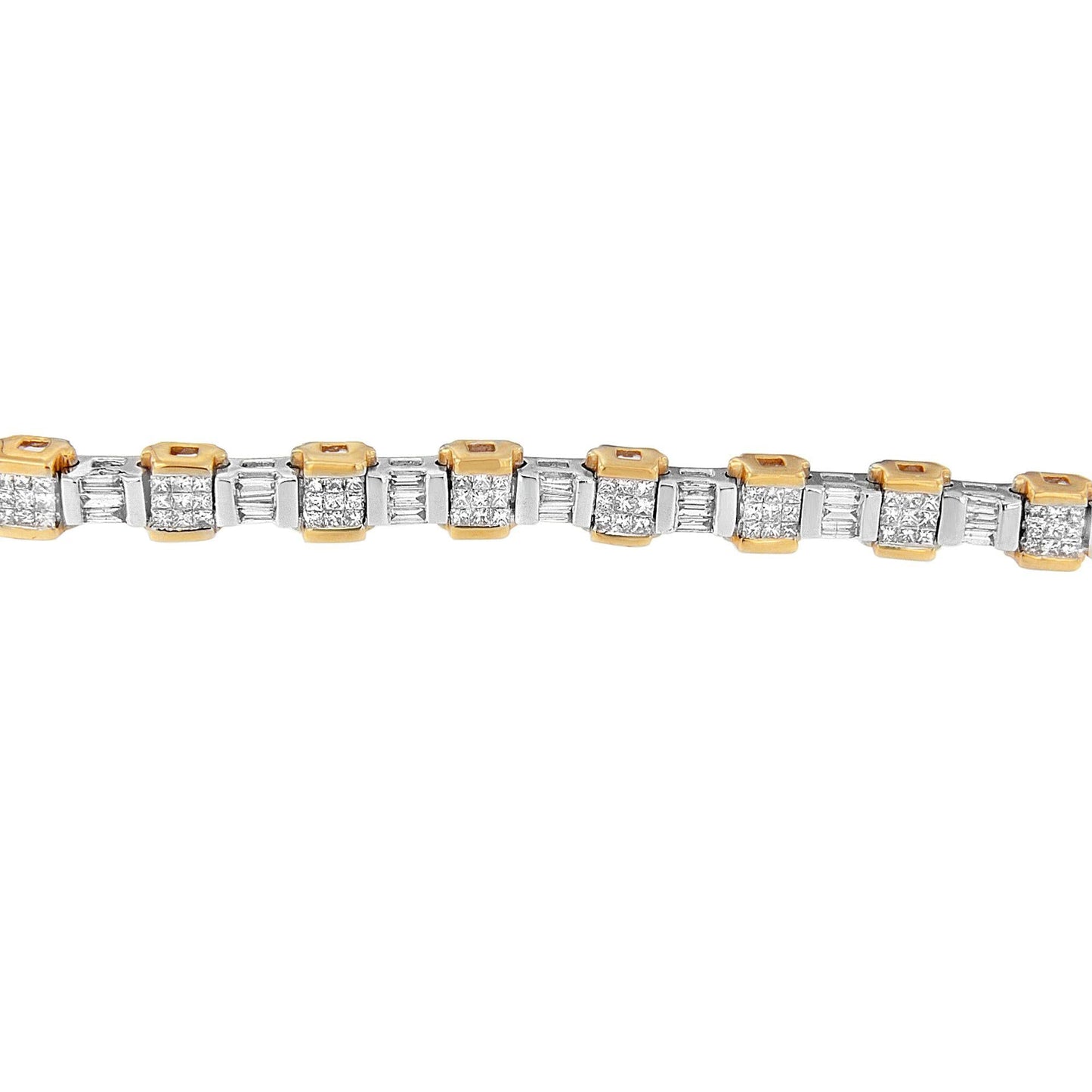 14K Two Toned Baguette and Princess-Cut Diamond Bracelet (3.25 cttw, H-I Color, SI1-SI2 Clarity)