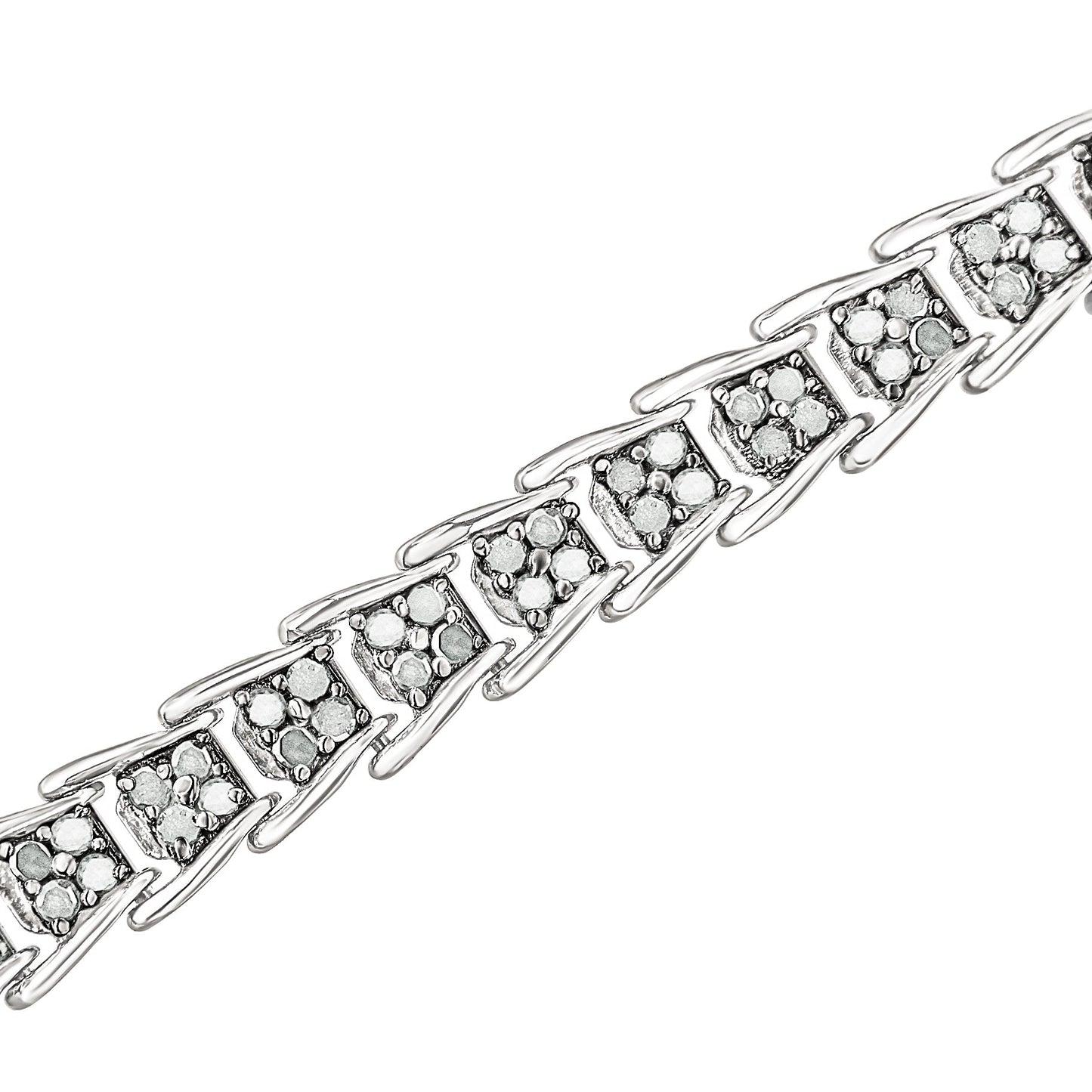 10k White Gold 2 cttw Diamond Fan-Shaped Link Tennis Bracelet (I-J Clarity, I3 Color) - Size 7.25"