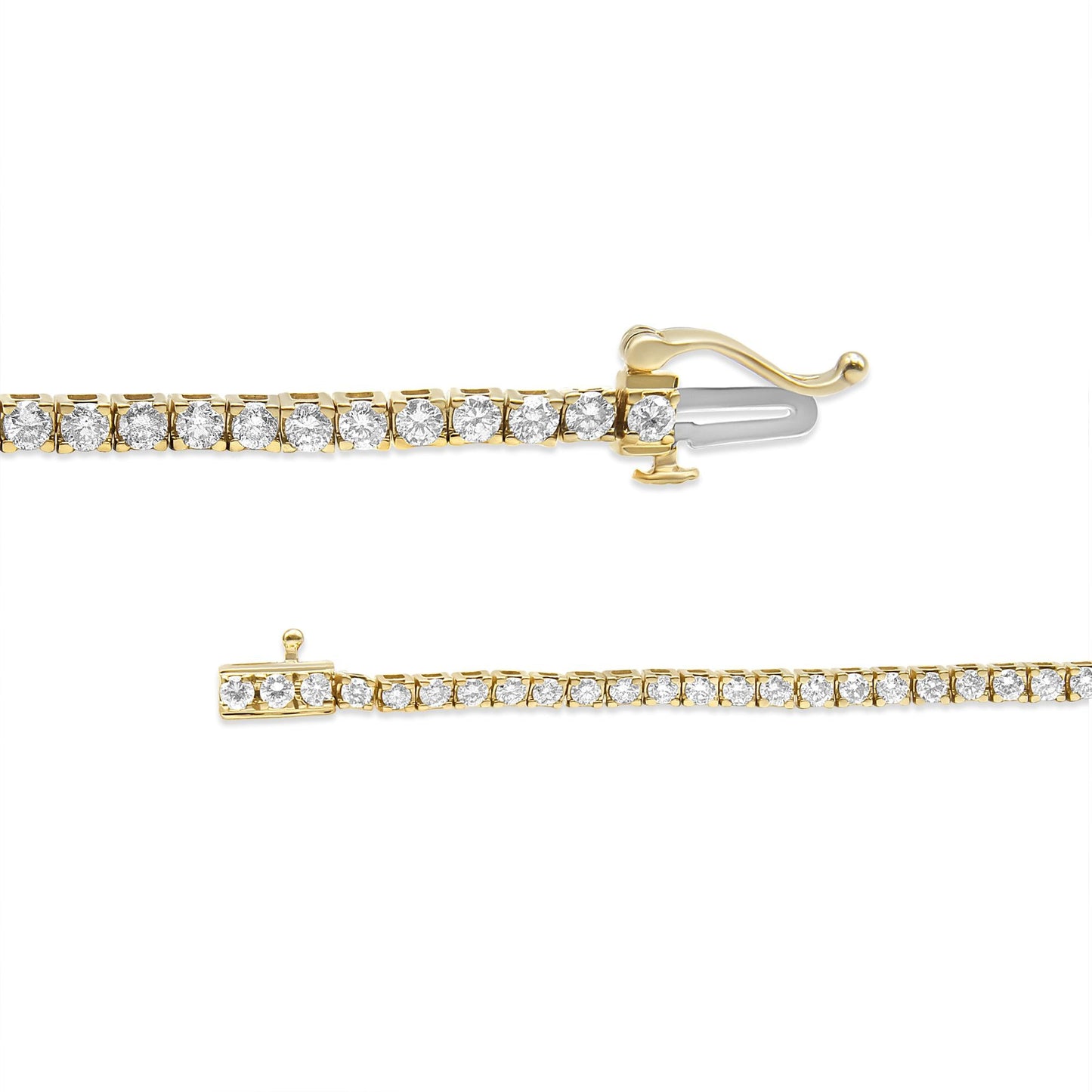 14K Yellow Gold Plated .925 Sterling Silver 3 cttw Diamond Tennis Bracelet - Size 7.25"