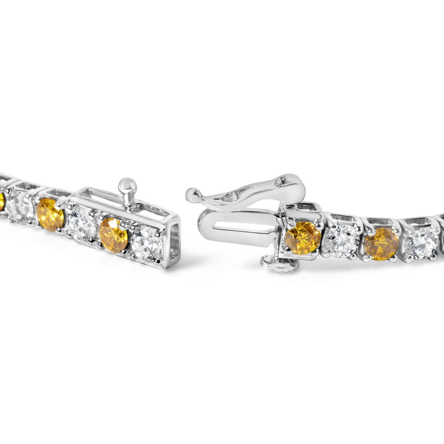 14K White Gold 5.0 Cttw Alternating White and Yellow Lab Grown Diamond Tennis Tennis Bracelet (Yellow/F-G Color, VS2-SI1 Clarity - 7"