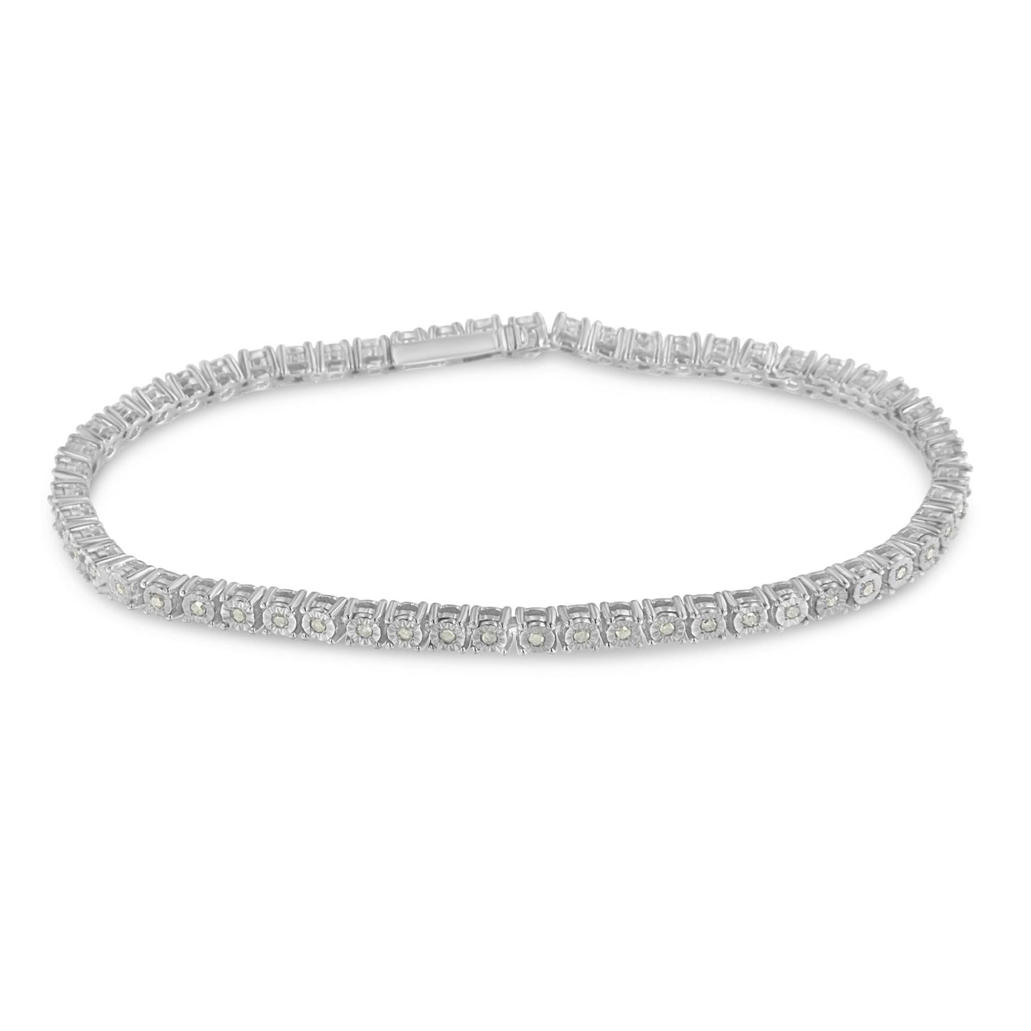 .925 Sterling Silver 1/2 cttw Miracle Set Diamond Classic Tennis Bracelet (I-J Color, I3 Clarity) -7"