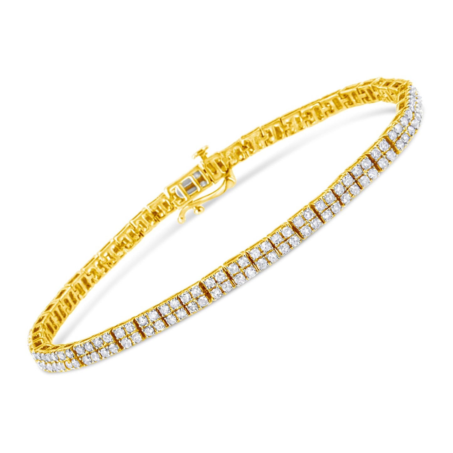 14K Yellow Gold Plated .925 Sterling Silver 3.0 Cttw Diamond Link Bracelet (K-L Color, I2-I3 Clarity) - 7.25"