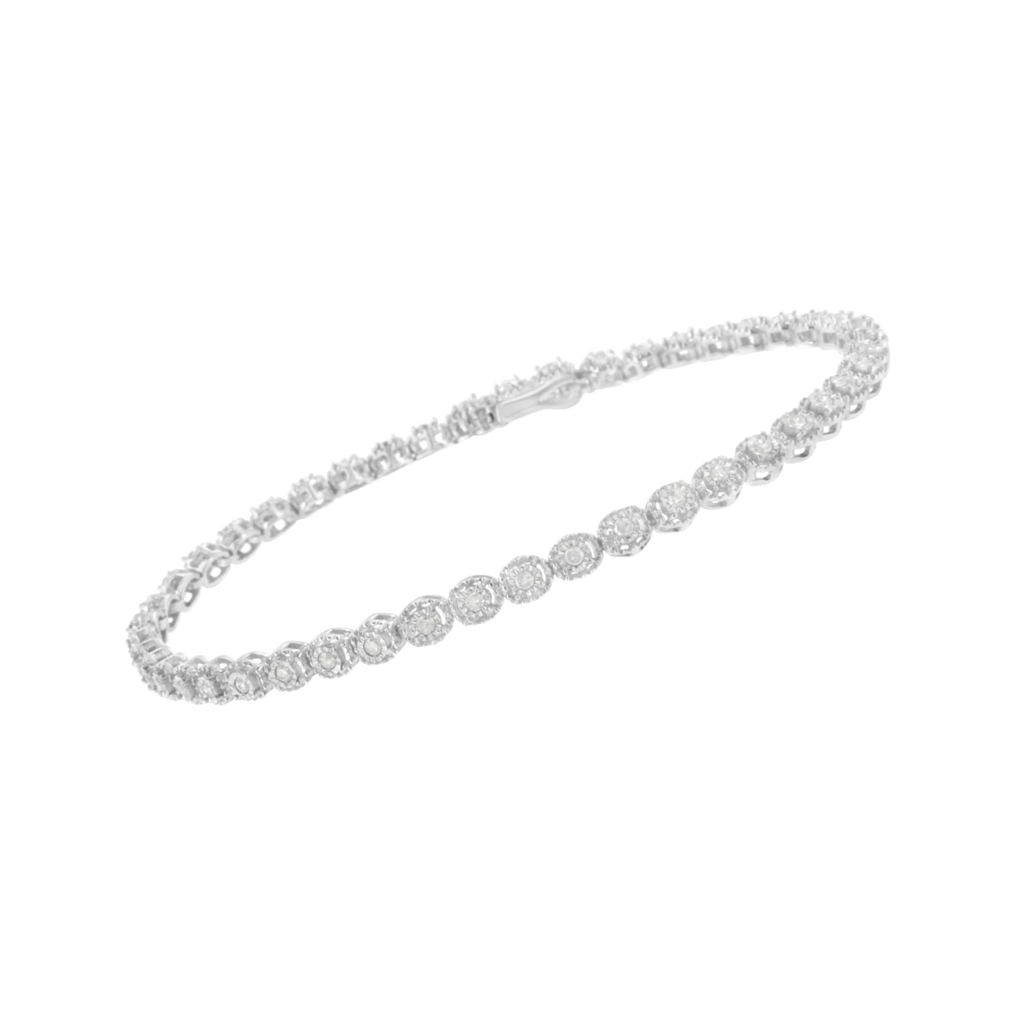 .925 Sterling Silver 1/2 cttw Miracle-Set Diamond Bezel Look Tennis Bracelet (I-J, I3) - 7.25