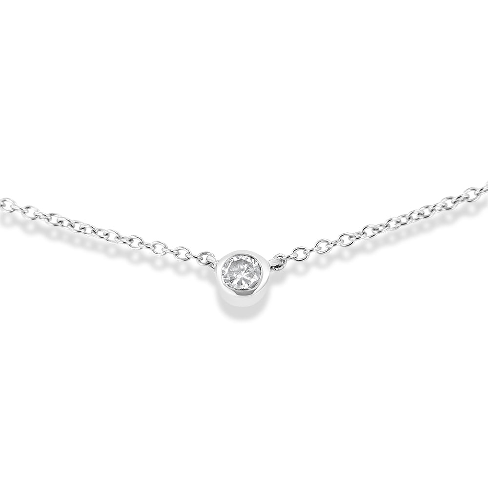 .925 Sterling Silver 1/10 Cttw Bezel Set Diamond Solitaire Strand Bracelet (H-I Color, I1-I2 Clarity) - Fits wrists up to 7" Inches