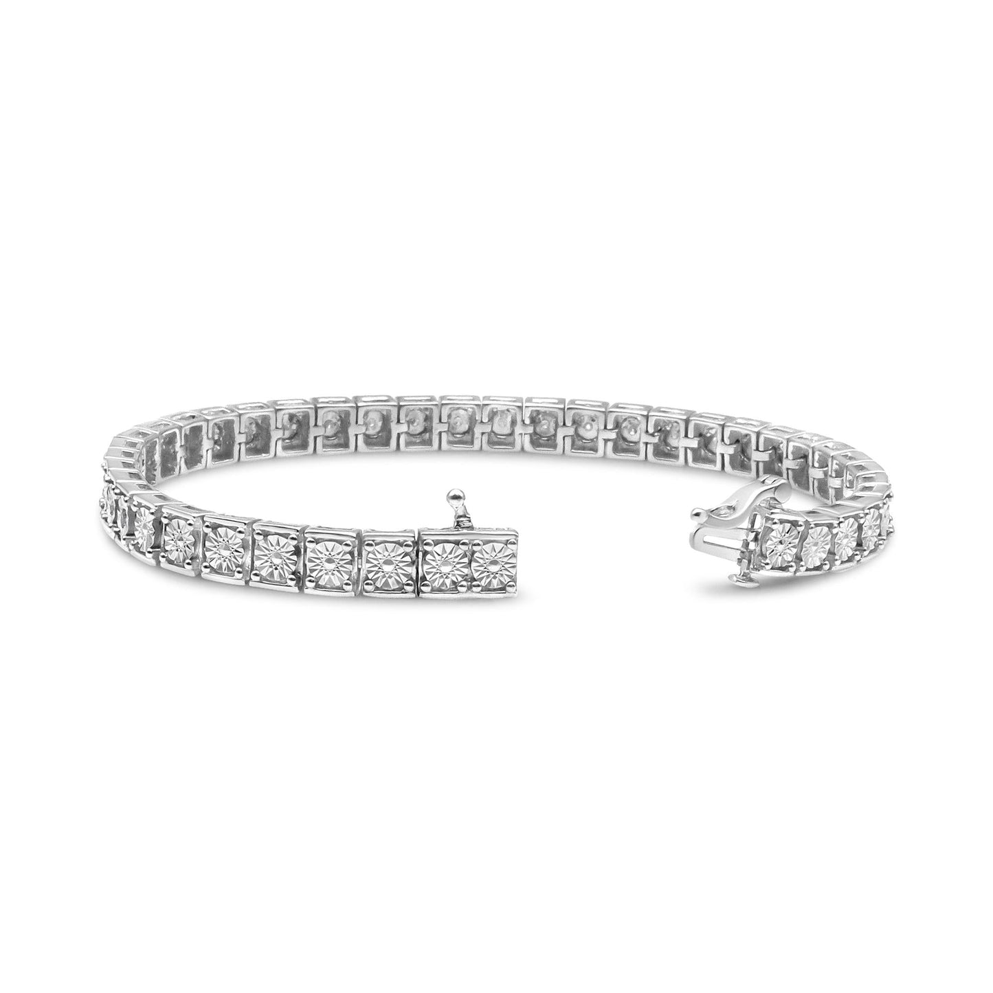 .925 Sterling Silver 1/4 Cttw Diamond Link Bracelet (I-J Color, I2-I3 Clarity) - Size 7.25"