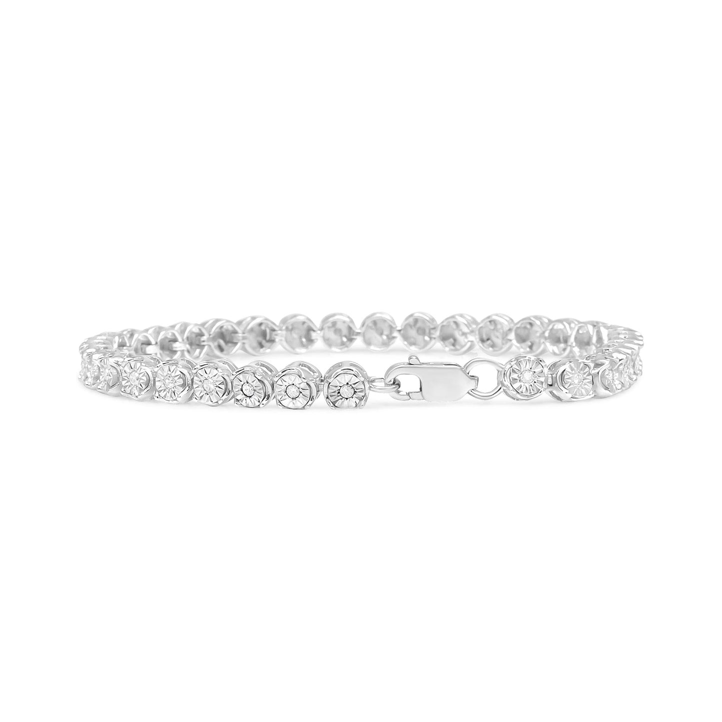 .925 Sterling Silver 1/2 Cttw Round Miracle-Set Diamond Tennis Bracelet (I2-I3 Clarity, I-J Color) - 7.25"