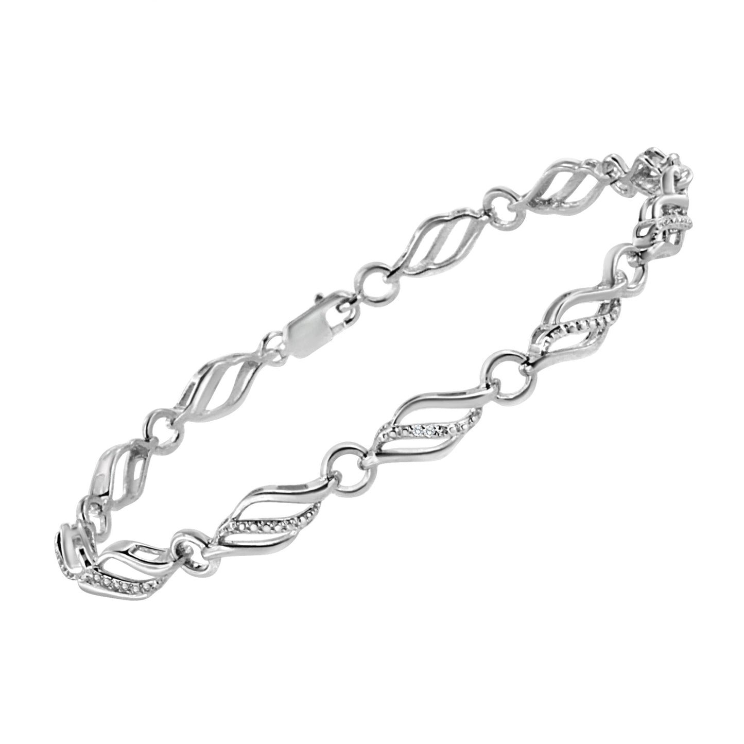 .925 Sterling Silver Diamond Accent Triple Weave Link Bracelet (I-J Color, I3 Clarity) - 7.25 Inch