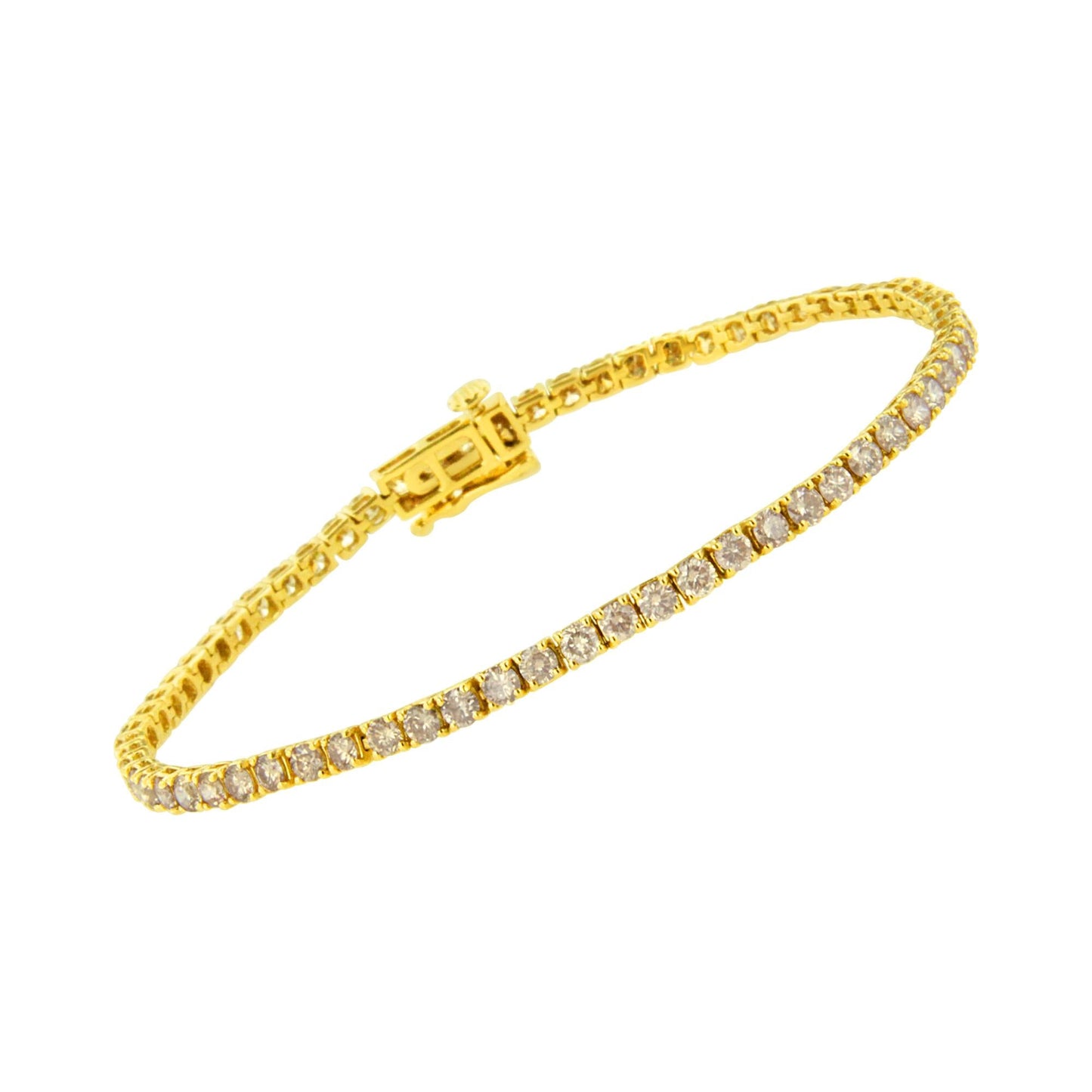 14K Yellow Gold Plated .925 Sterling Silver 4 cttw 4-Prong Set Round-Cut Diamond Classic Tennis Bracelet (K-L Color, I2-I3 Clarity) - Size 7.25"