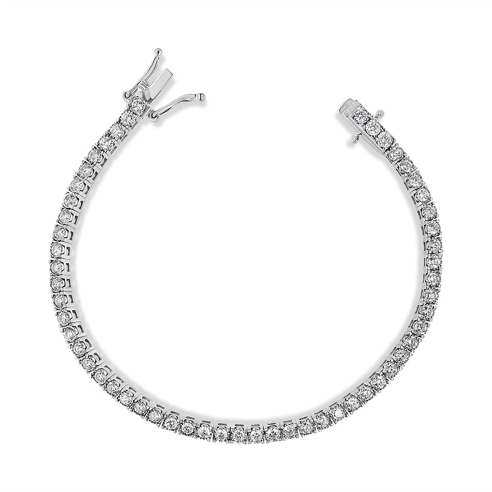 14K White Gold 3.0 Cttw Miracle Set Round-Cut Lab Grown Diamond Illusion 7" Tennis Bracelet (F-G Color, VS2-SI1 Clarity)