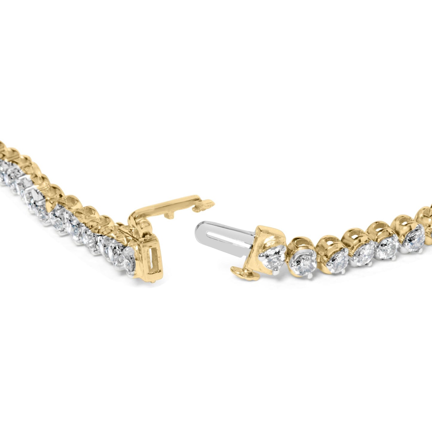 10K Yellow Gold 4.0 Cttw 3-Prong Set Diamond Link Tennis Bracelet  (J-K Color, I1-I2 Clarity) - 7.25" Inches