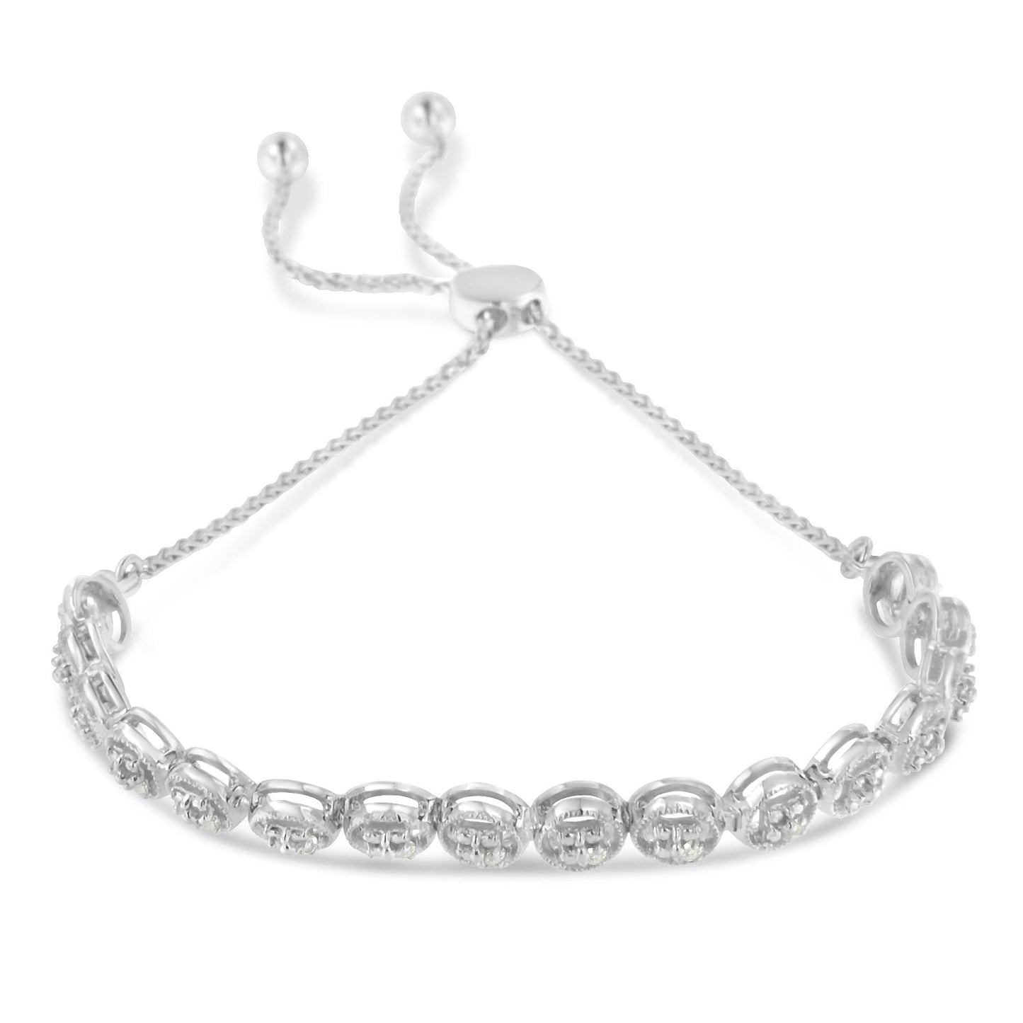 Sterling Silver Diamond Bolo Bracelet (0.1 cttw, I-J Color, I3 Clarity)