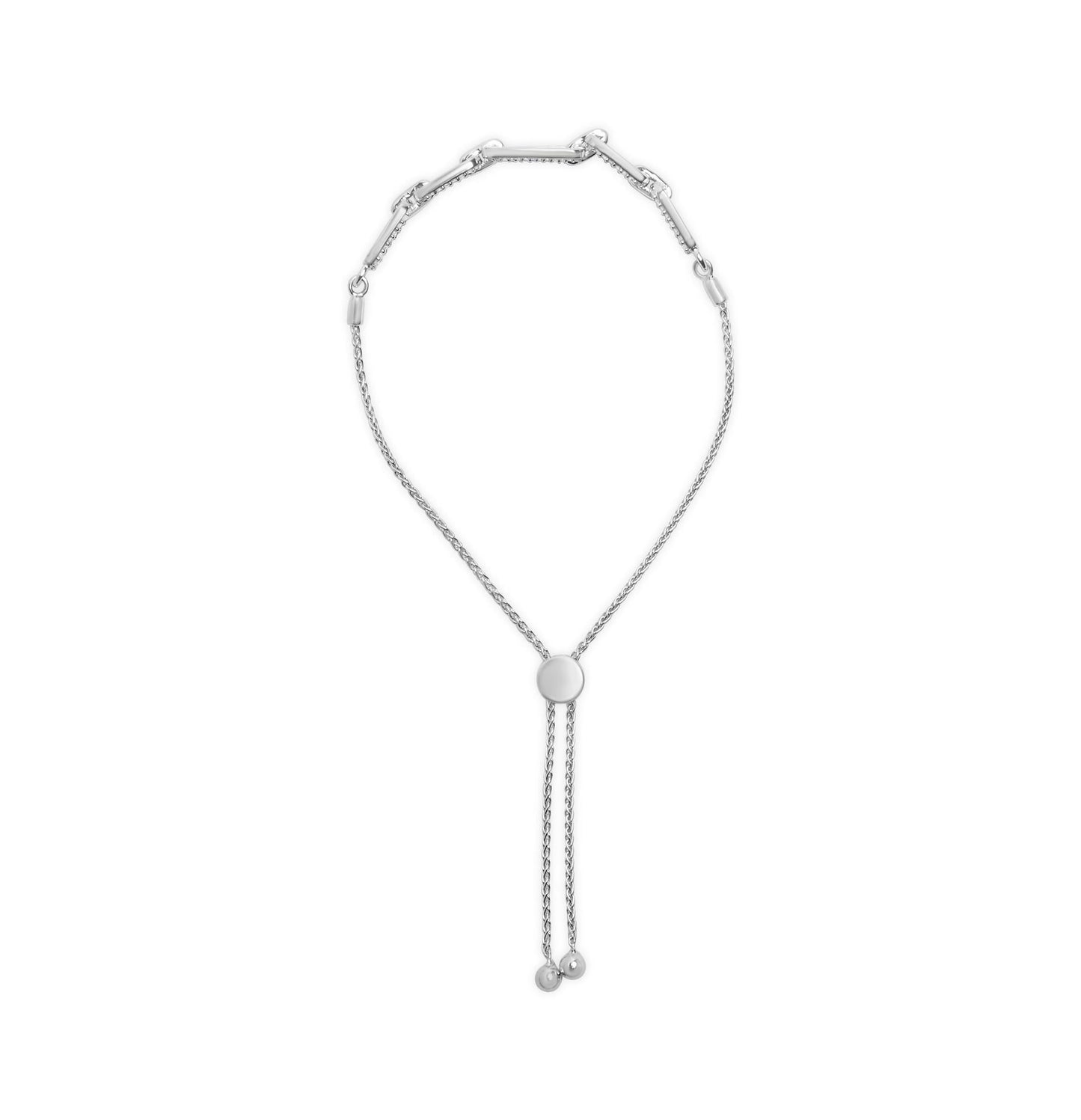 .925 Sterling Silver 1/2 Cttw Diamond Paperclip Link Adjustable Bolo Bracelet (G-H Color, SI1-SI2 Clarity)