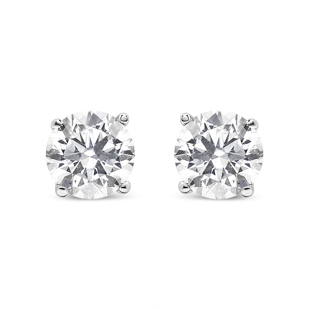 .925 Sterling Silver 1/2 Cttw Round Brilliant-Cut Diamond Classic 4-Prong Stud Earrings (I-J Color, I2-I3 Clarity)