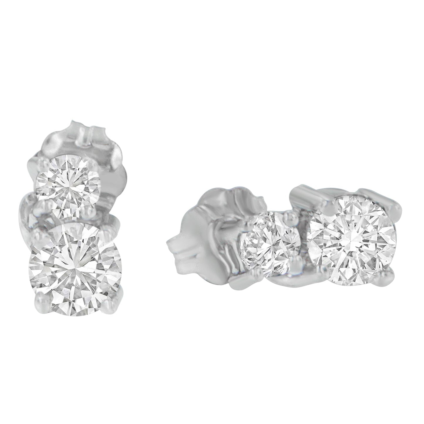 14K White Gold 3/4 cttw Round Cut Diamond Earrings (H-I, SI2-I1)