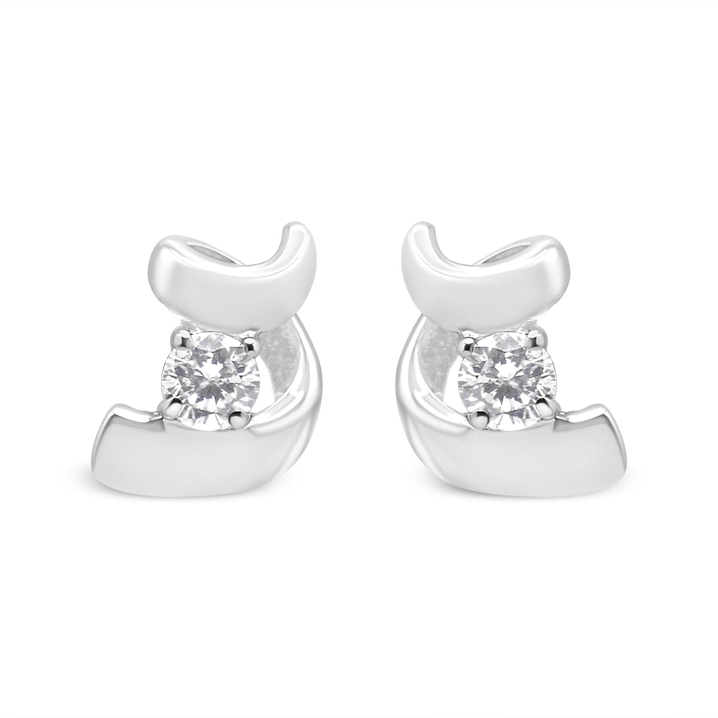 .925 Sterling Silver Round Cut Diamond Fashion Earrings (0.10 cttw, I-J Color, I2-I3 Clarity)