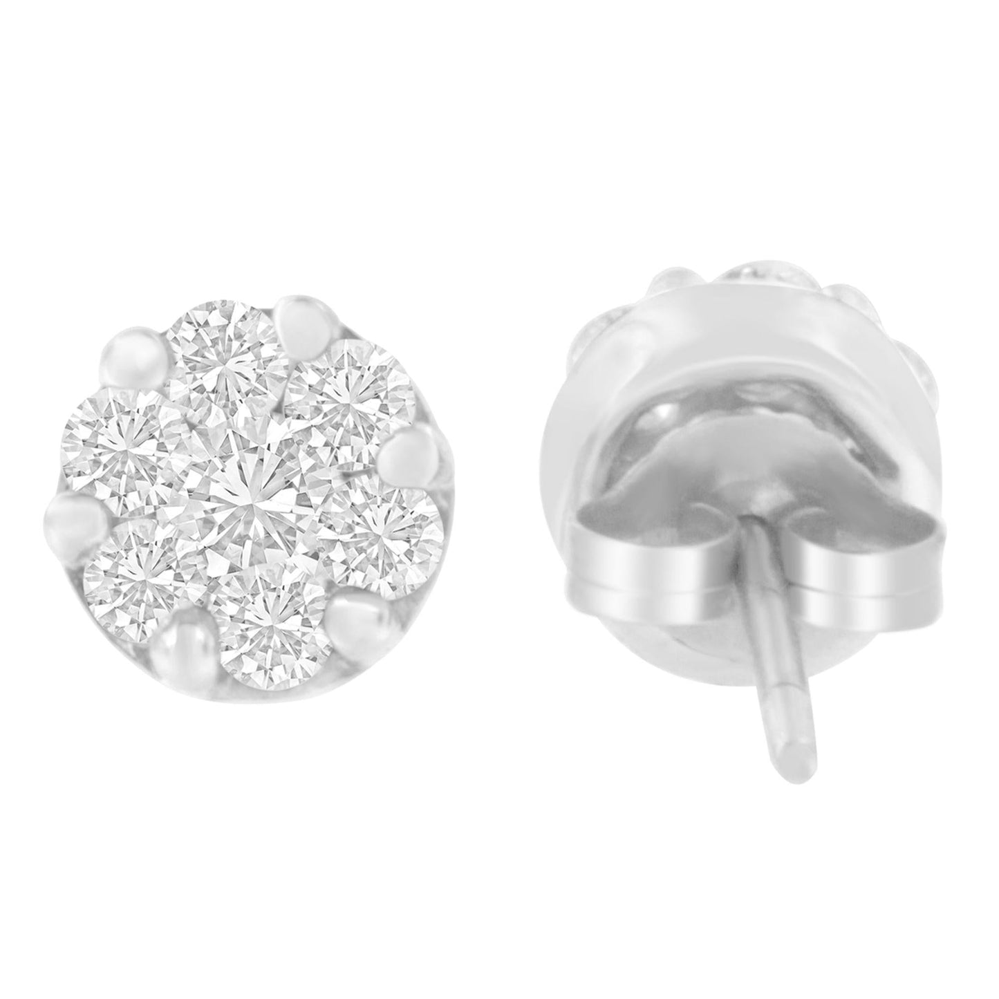 14K White Gold 1 cttw Round Cut Diamond Earrings (H-I, SI2-I1)