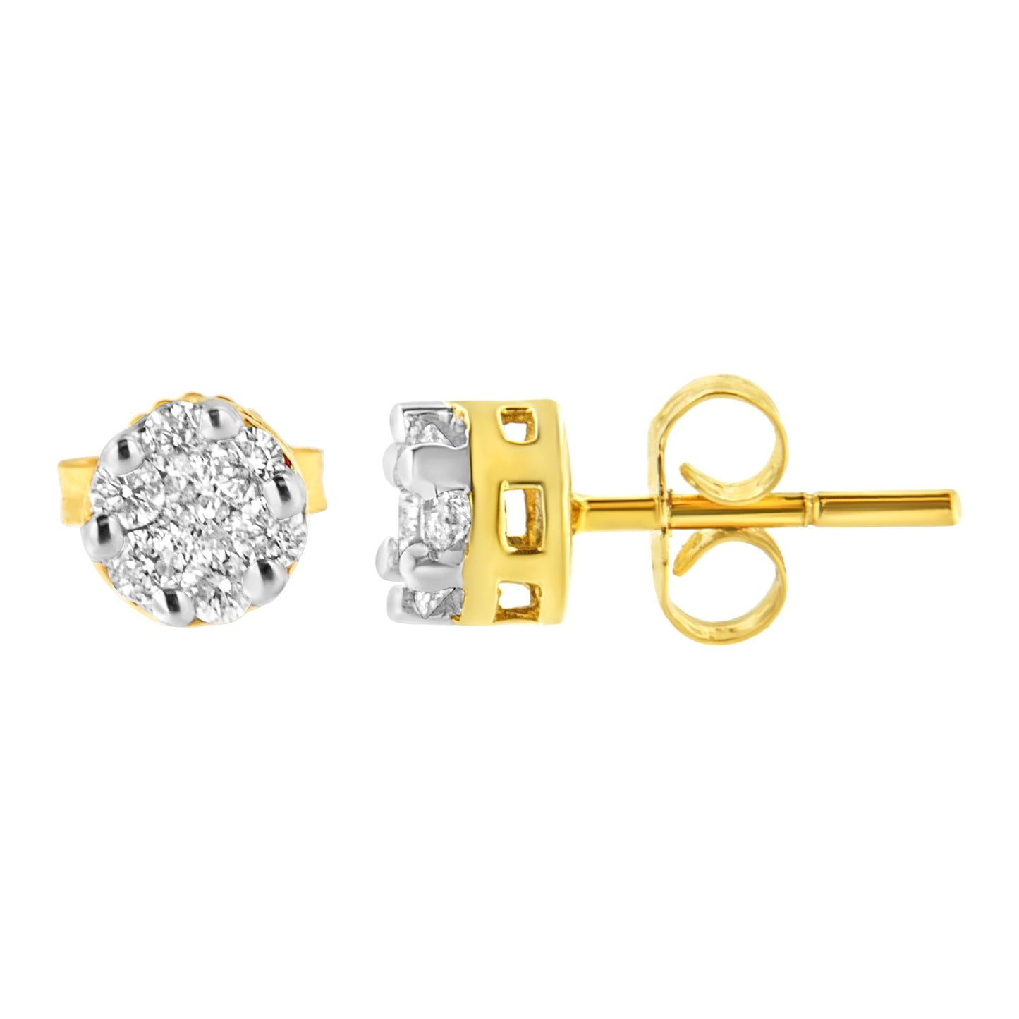 14K Yellow Gold 1/2 cttw Round Cut Diamond Earrings (H-I, SI2-I1)