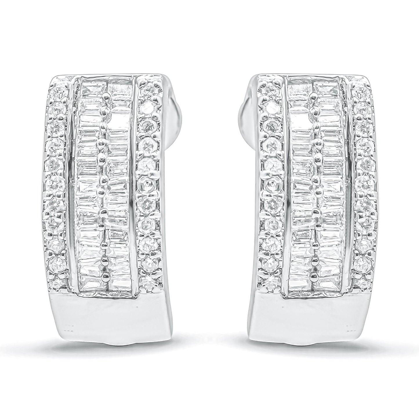 14K White Gold 1 cttw Diamond Huggy Earrings (H-I, SI2-I1)