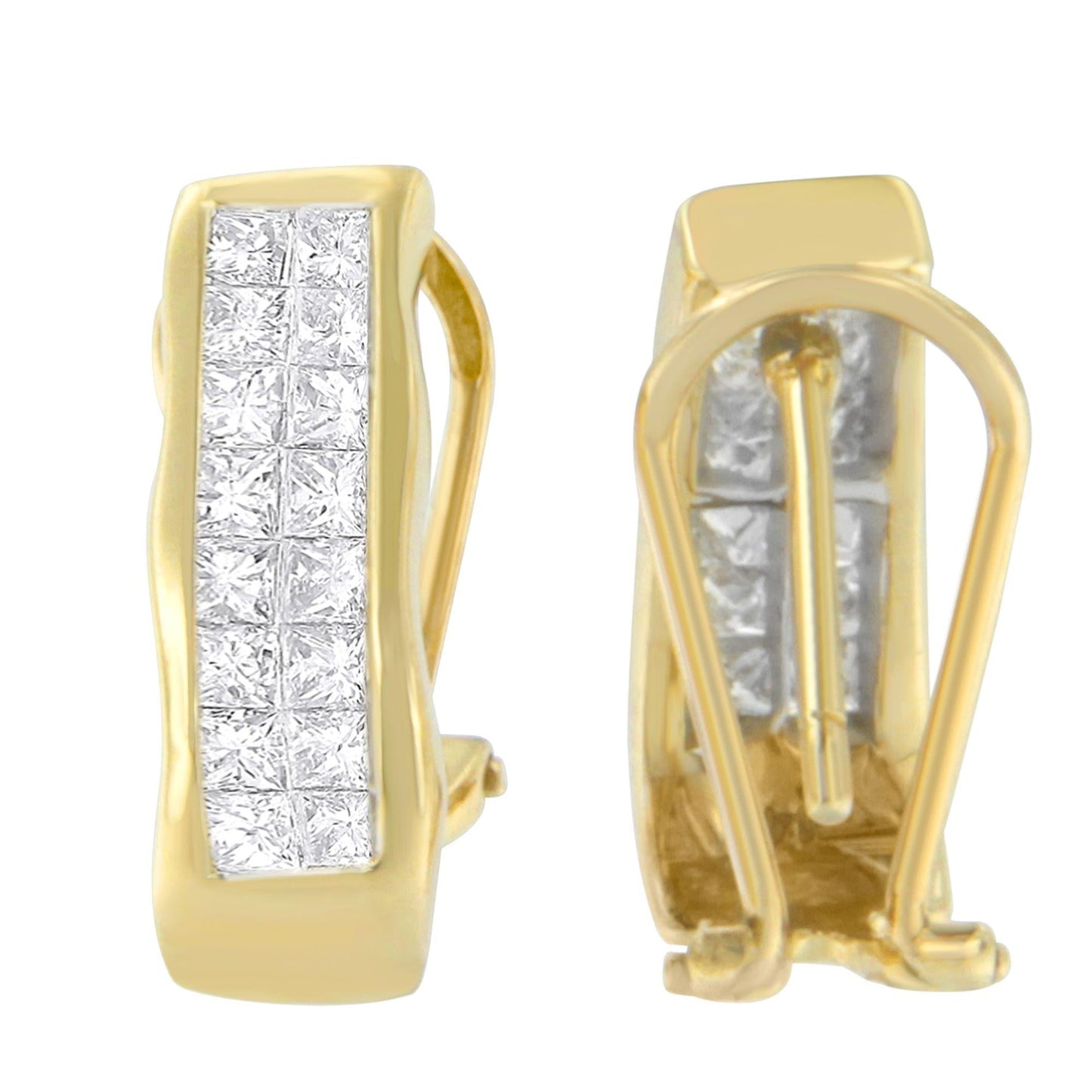 14K Yellow Gold 1 cttw Princess Cut Diamond Earrings (G-H, VS1-VS2)