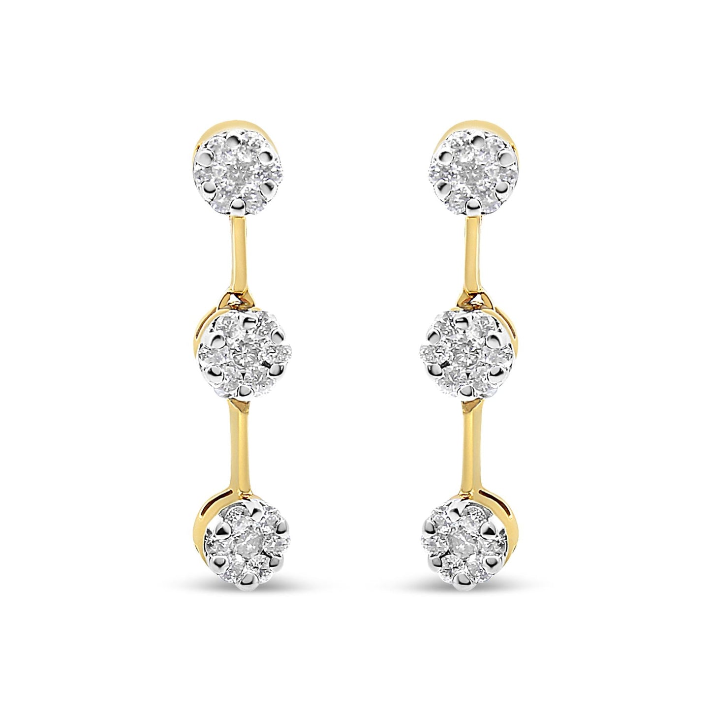 14K Yellow Gold Round Diamond Earrings (1.05 cttw, H-I Color, SI1-SI2 Clarity)