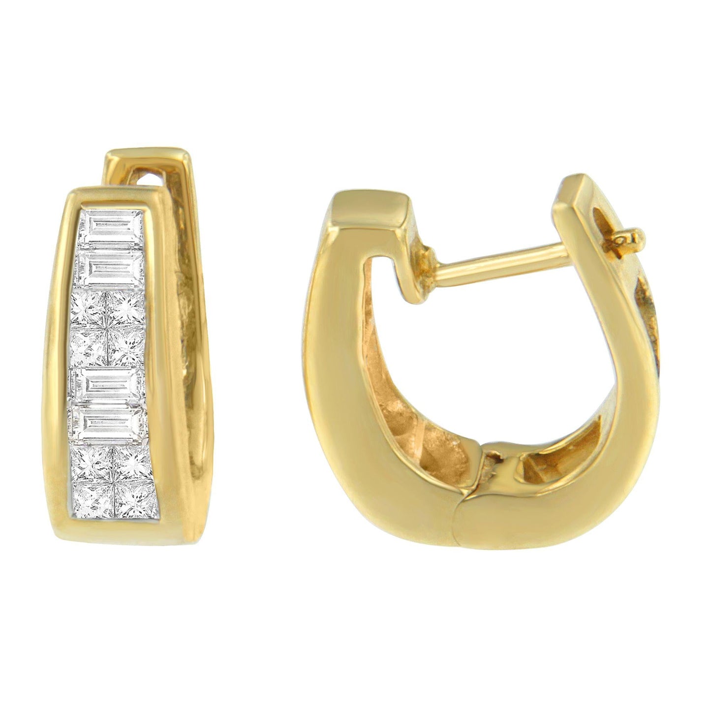 14k Yellow Gold 1/2ct TDW Princess and Baguette Diamond Earrings (I-J,VS1-VS2)