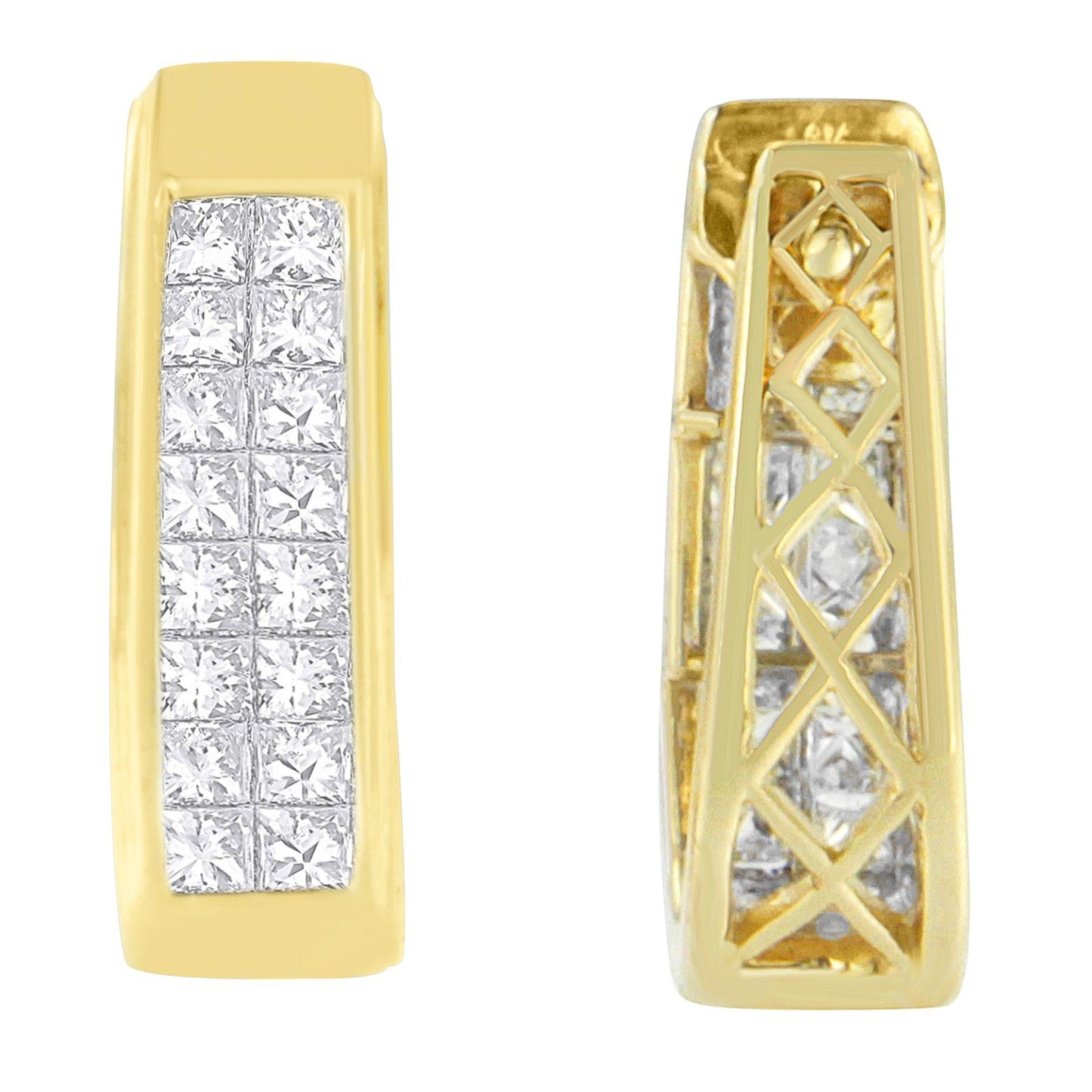 14K Yellow Gold 1 cttw Princess Cut Diamond Earrings (H-I, VS1-VS2)