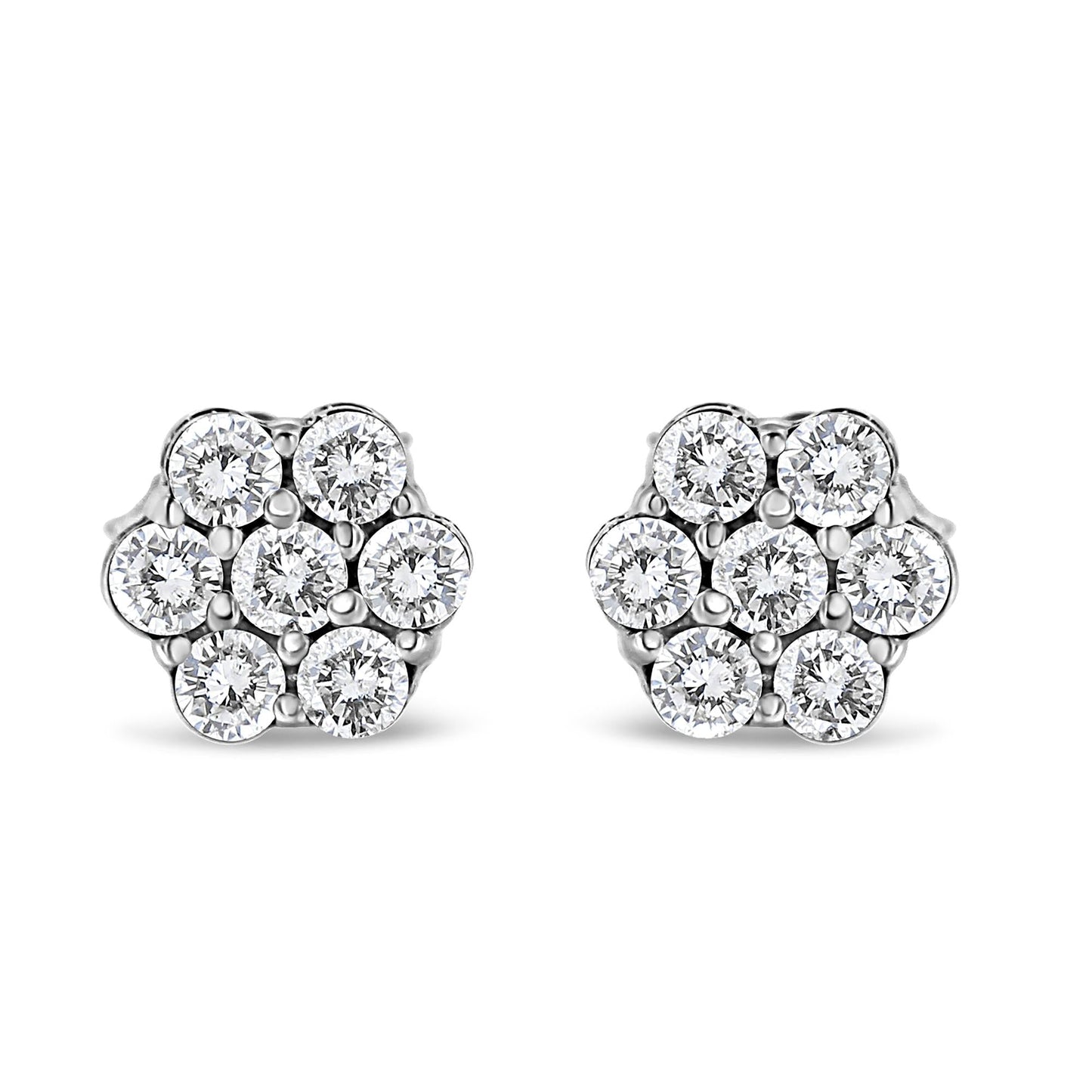 .925 Sterling Silver 1/2ct Cttw Lab Grown Diamond Floral Stud Earrings (F-G Color, SI1-SI2 Clarity)