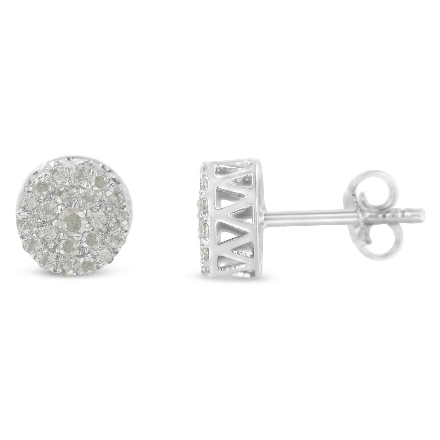 10k White Gold Diamond Cluster Stud Earrings (0.5 cttw, I-J Color, I2-I3 Clarity)