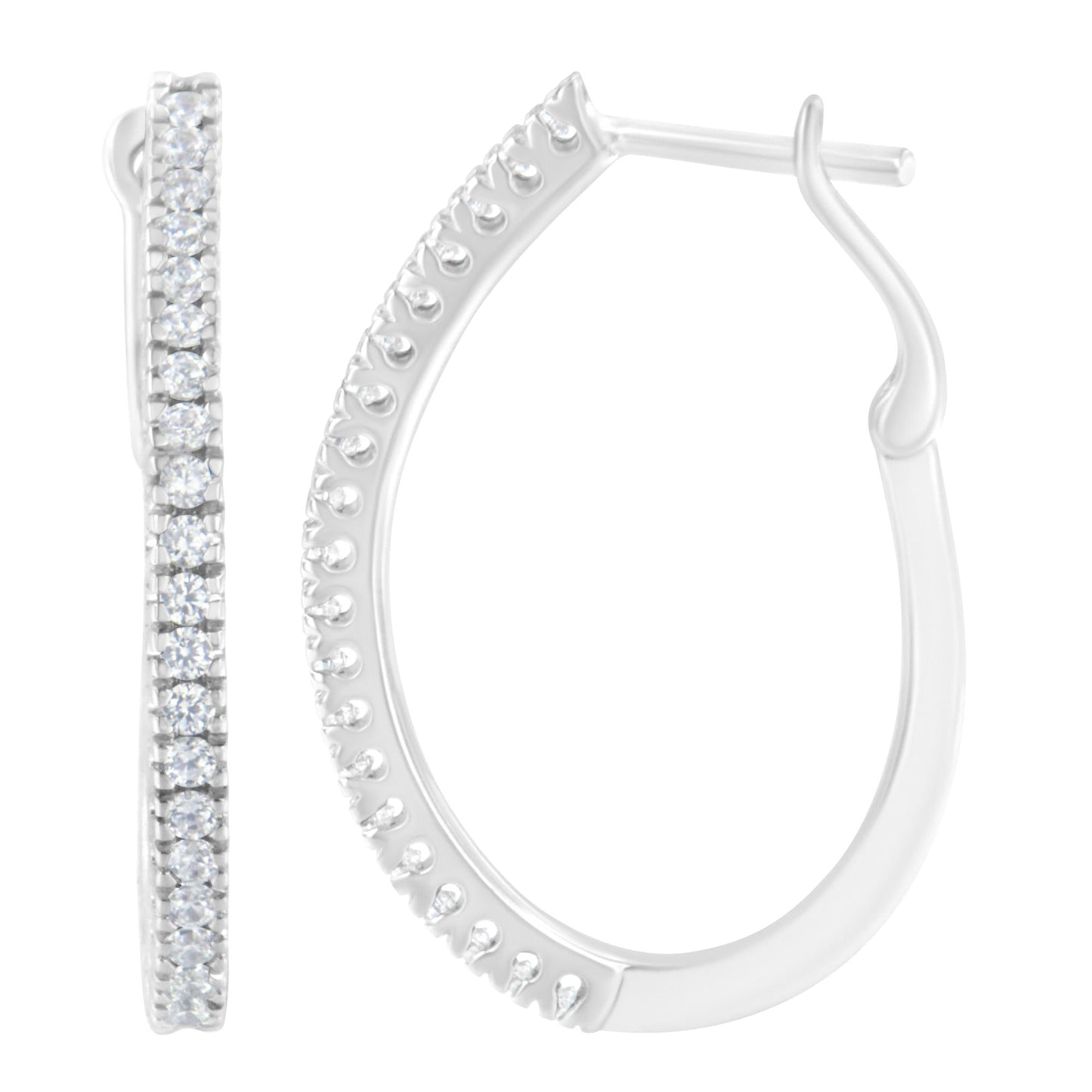 10KT White Gold 1/2 cttw Diamond Hoop Earrings (I-J, I2-I3)