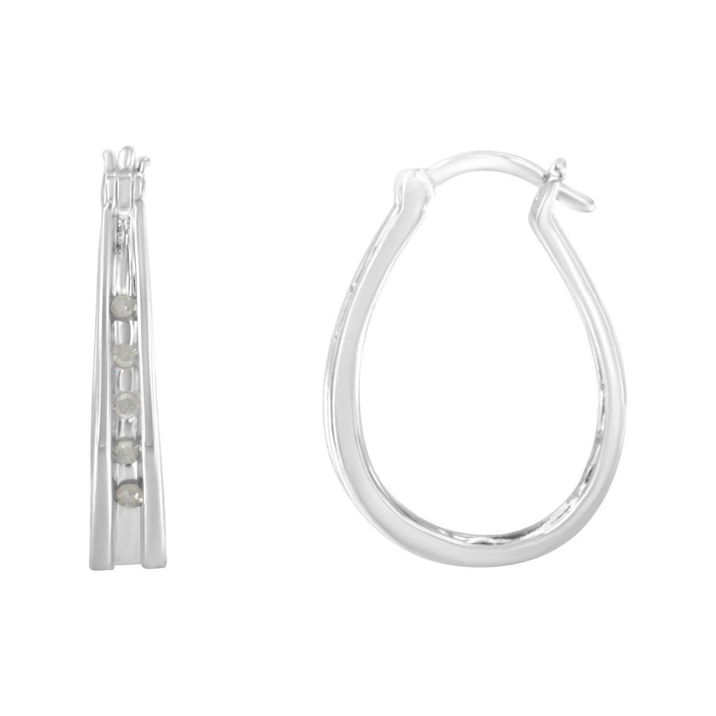 .925 Sterling Silver 1/10 Cttw Diamond Hoop Earrings (I-J Color, I3 Clarity)