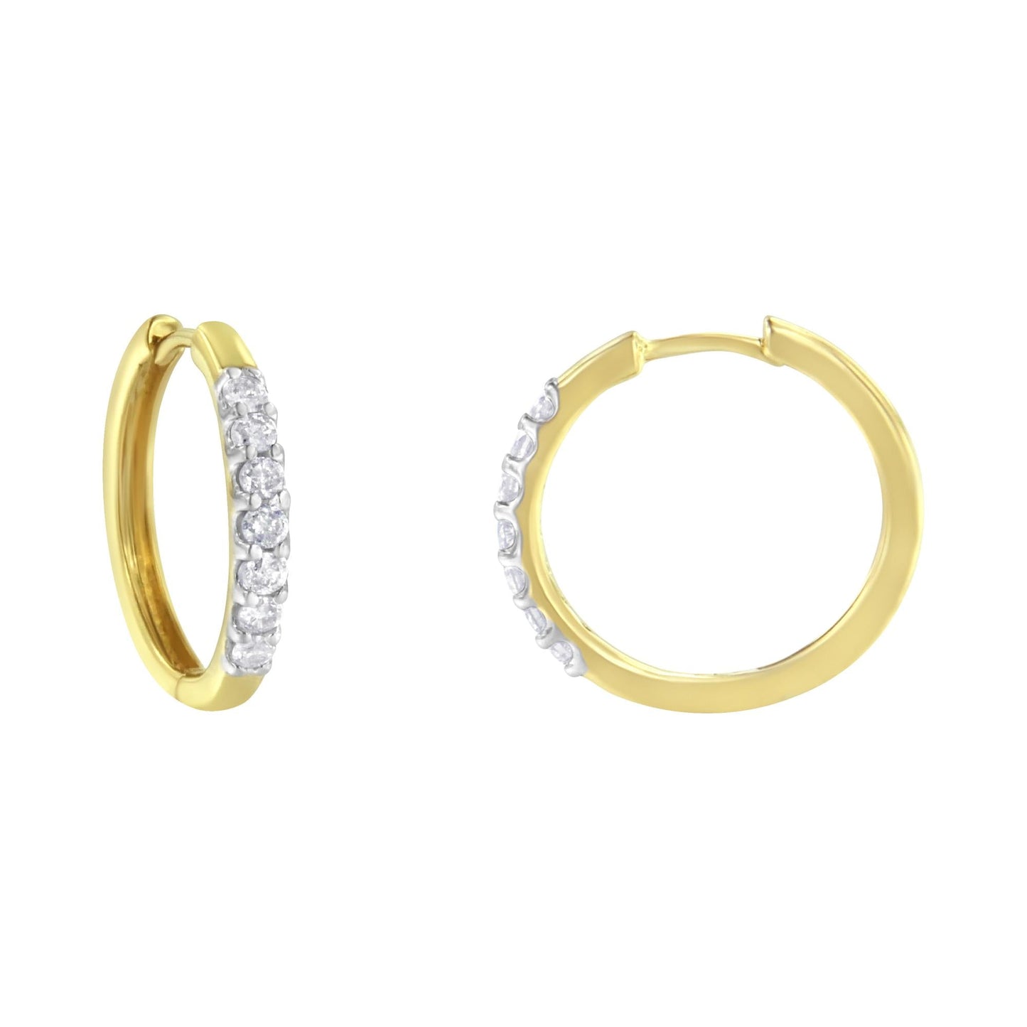 10KT Yellow Gold Diamond Hoop Earring (1/2 cttw, I-J Color, I2-I3 Clarity)