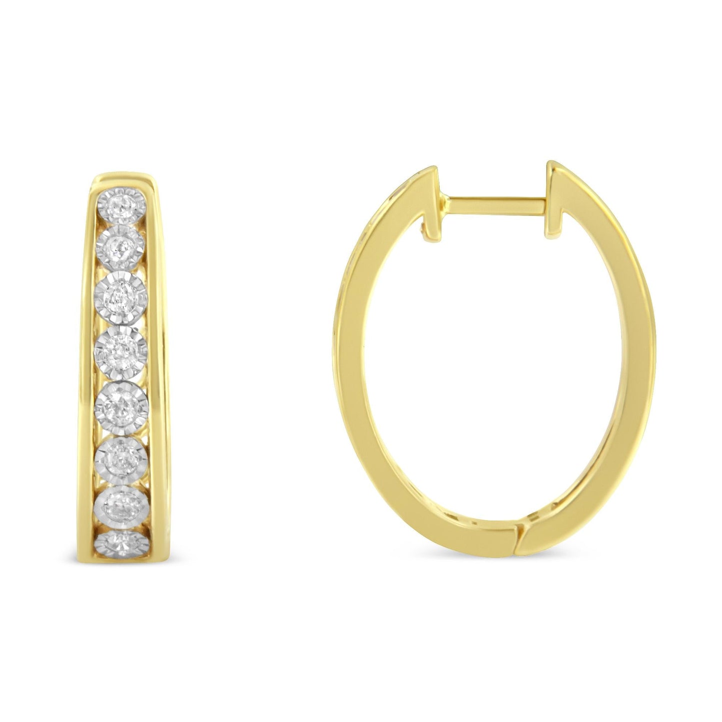 10KT Yellow and White Gold Diamond Hoop Earring (1/2 cttw, J-K Color, I2-I3 Clarity)