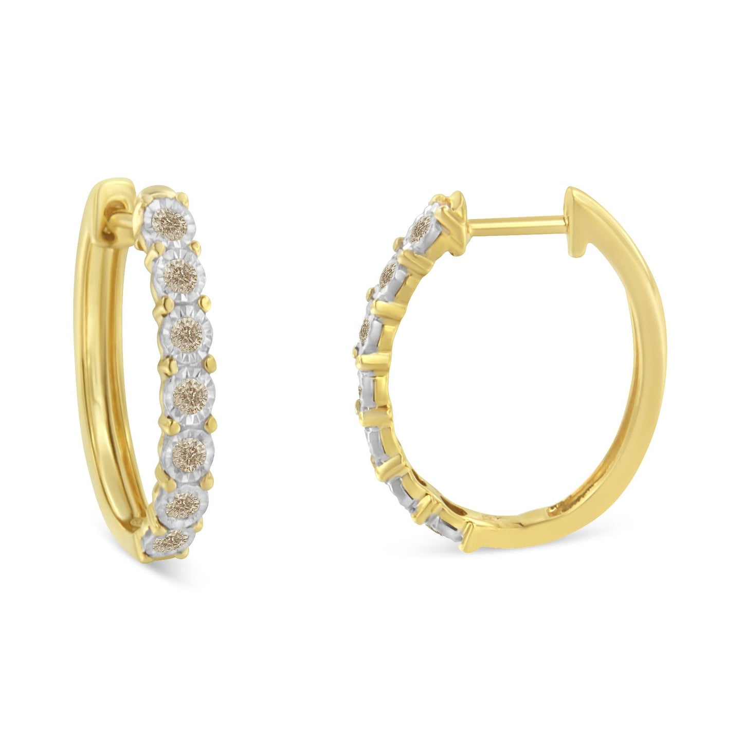 10KT Two-Toned Gold Diamond Hoop Earring (1/2 cttw, J-K Color, I2-I3 Clarity)