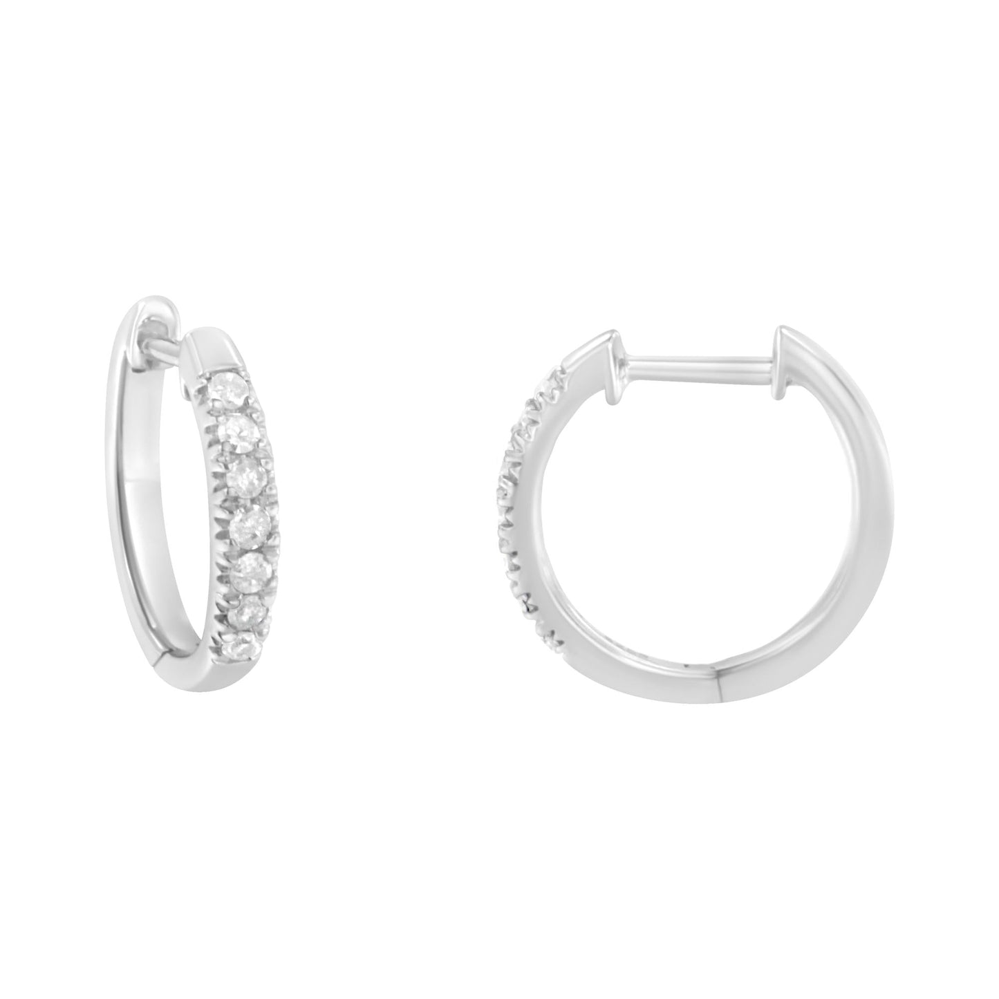 .925 Sterling Silver 1/4 Cttw Diamond Hoop Earrings (I-J Color, I3 Clarity)