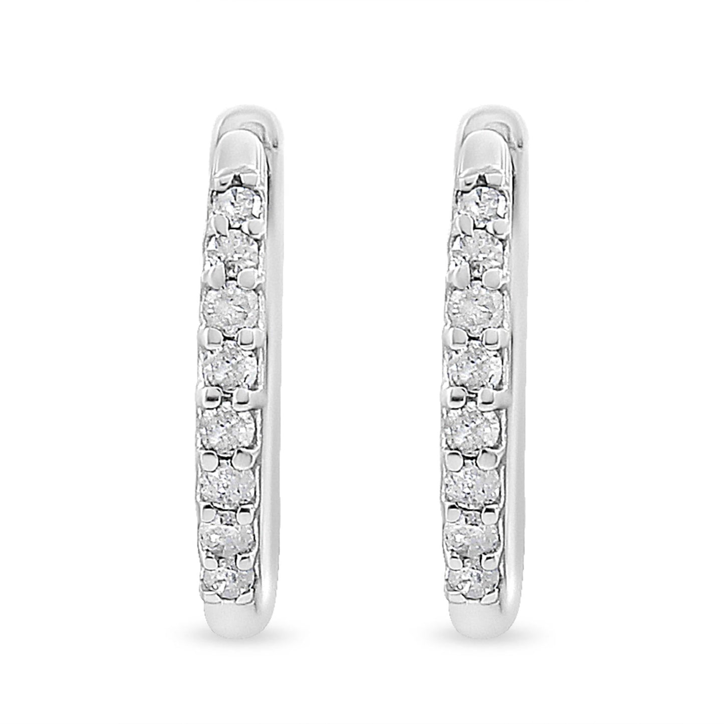 10K White Gold 1/5 Cttw Round-Cut Diamond Modern Hoop Earrings (I-J Color, I3 Clarity)