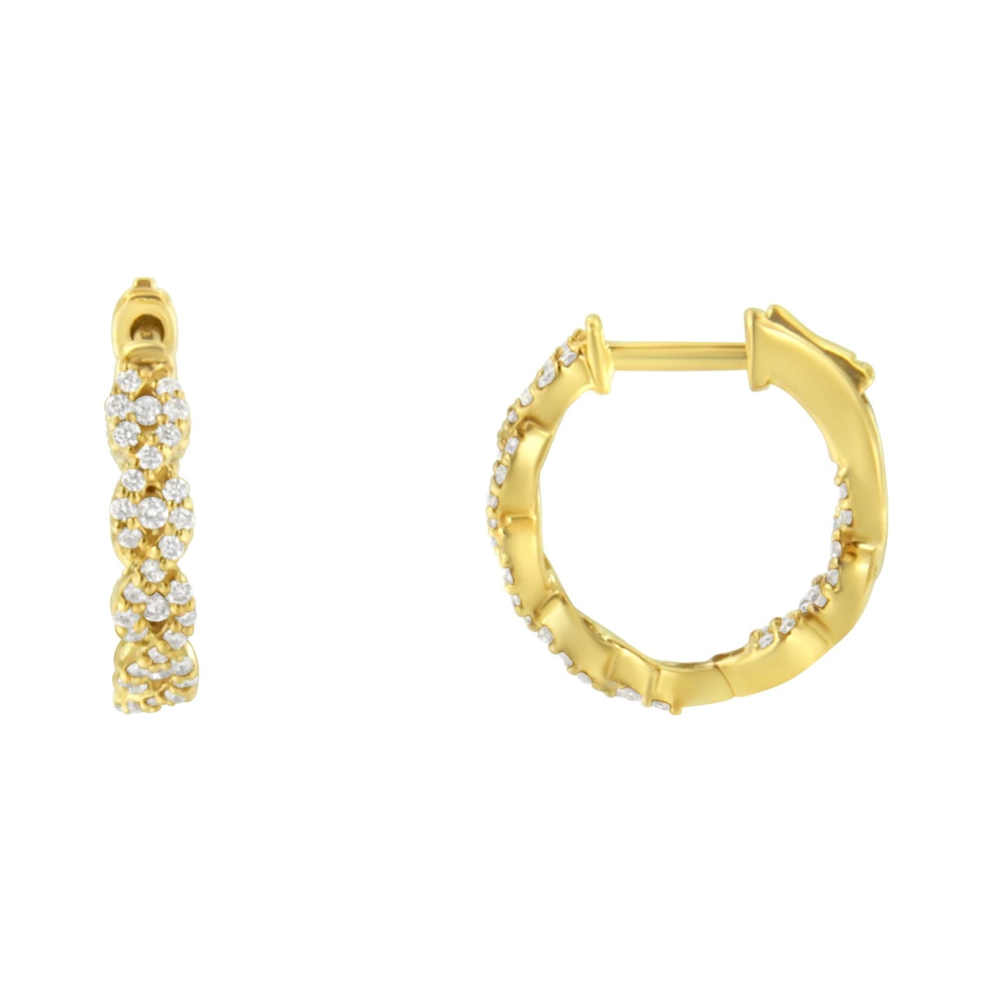 10K Yellow Gold Diamond Huggy Earrings (1/2 cttw, H-I Color, I1-I2 Clarity)