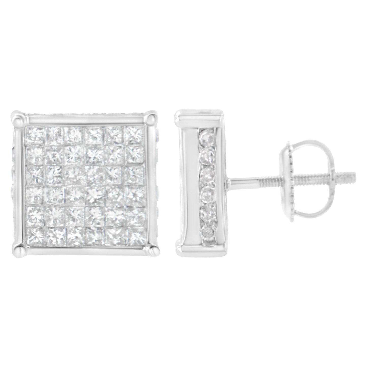 10K White Gold 2ct TDW Princess-Cut Composite Diamond Stud Earring (I-J ,I2-I3)