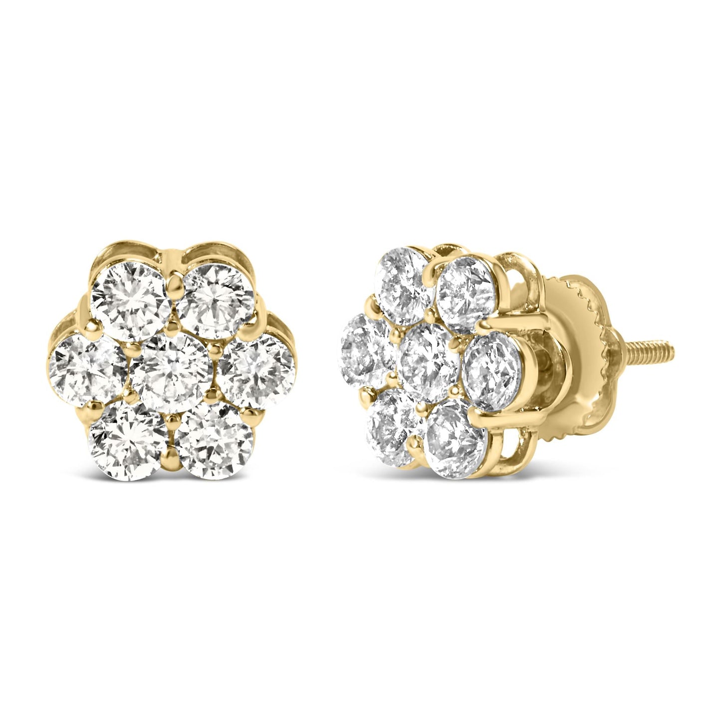 14K White Gold 1 1/2 cttw Prong Set Round-Cut Diamond Floral Cluster Stud Earrings (I-J Color, SI1-SI2 Clarity)