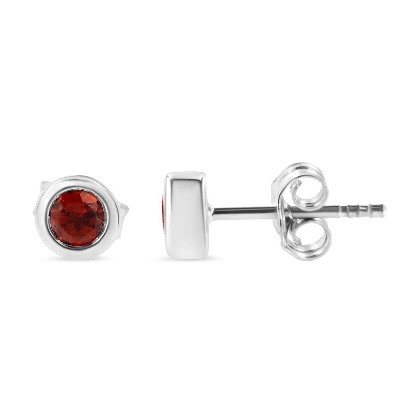 .925 Sterling Silver Bezel Set 3.5mm Created Gemstone Solitaire Stud Earrings