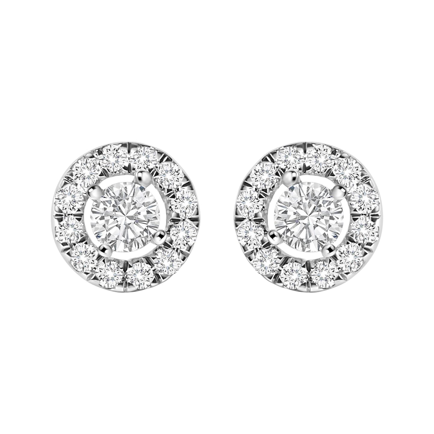 14K White Gold 3/4 Cttw Lab-Grown Diamond Floating Halo Stud Earring (F-G Color, VS1-VS2 Clarity)