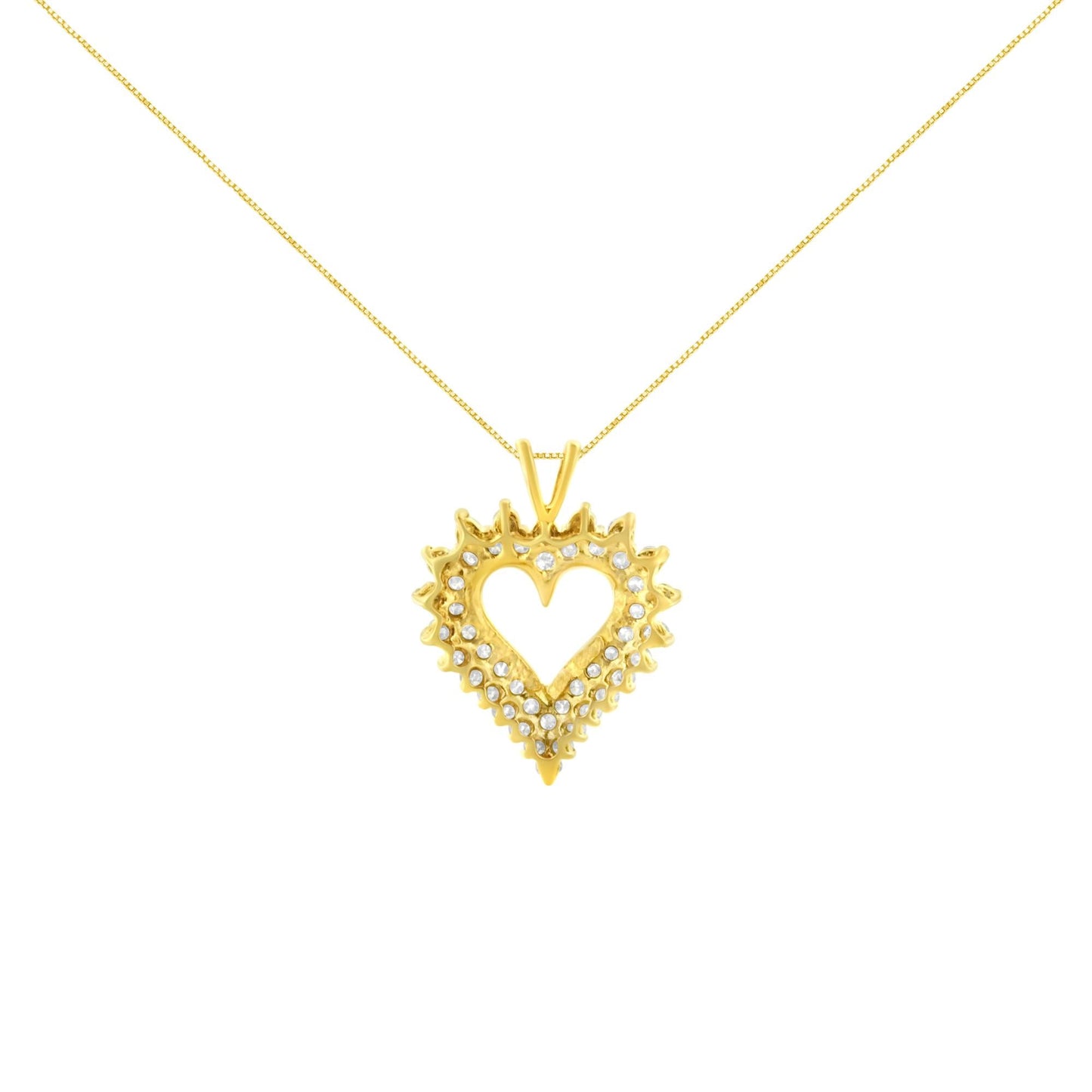 14K Yellow Gold Plated .925 Sterling Silver Brilliant-Cut Diamond Open Heart 18" Pendant Necklace (K-L Color, I1-I2 Clarity)